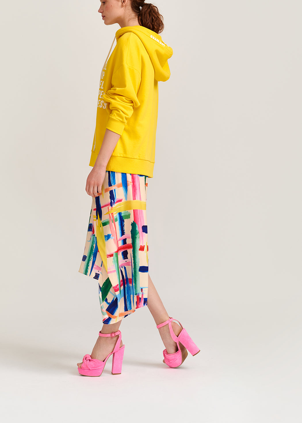 Jupe midi à rayures graphiques multicolores RE—SSENTIEL | Essentiel second hand