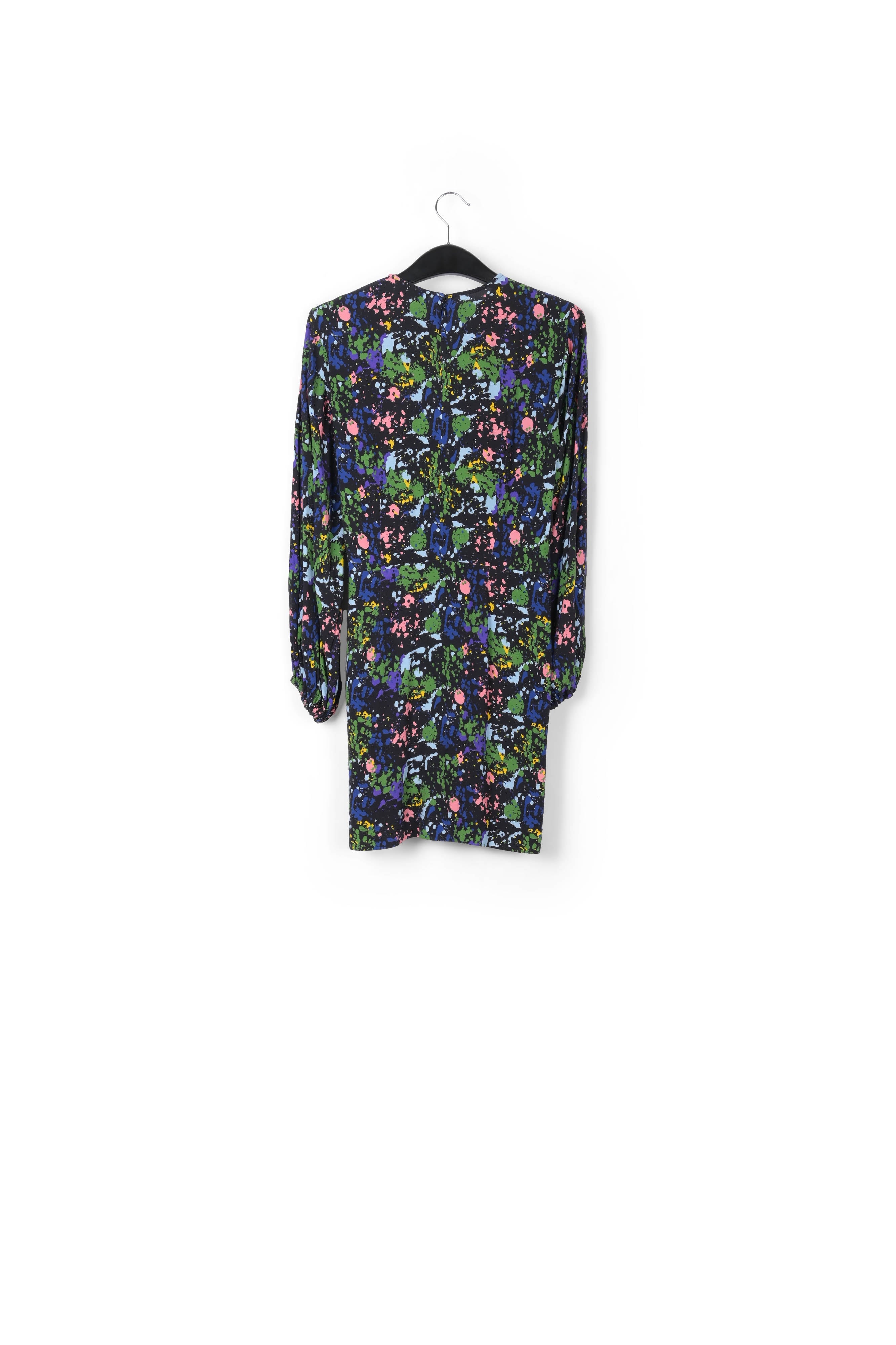 Mini-robe noire et bleue fleurie à taille cintrée RE—SSENTIEL | Essentiel second hand