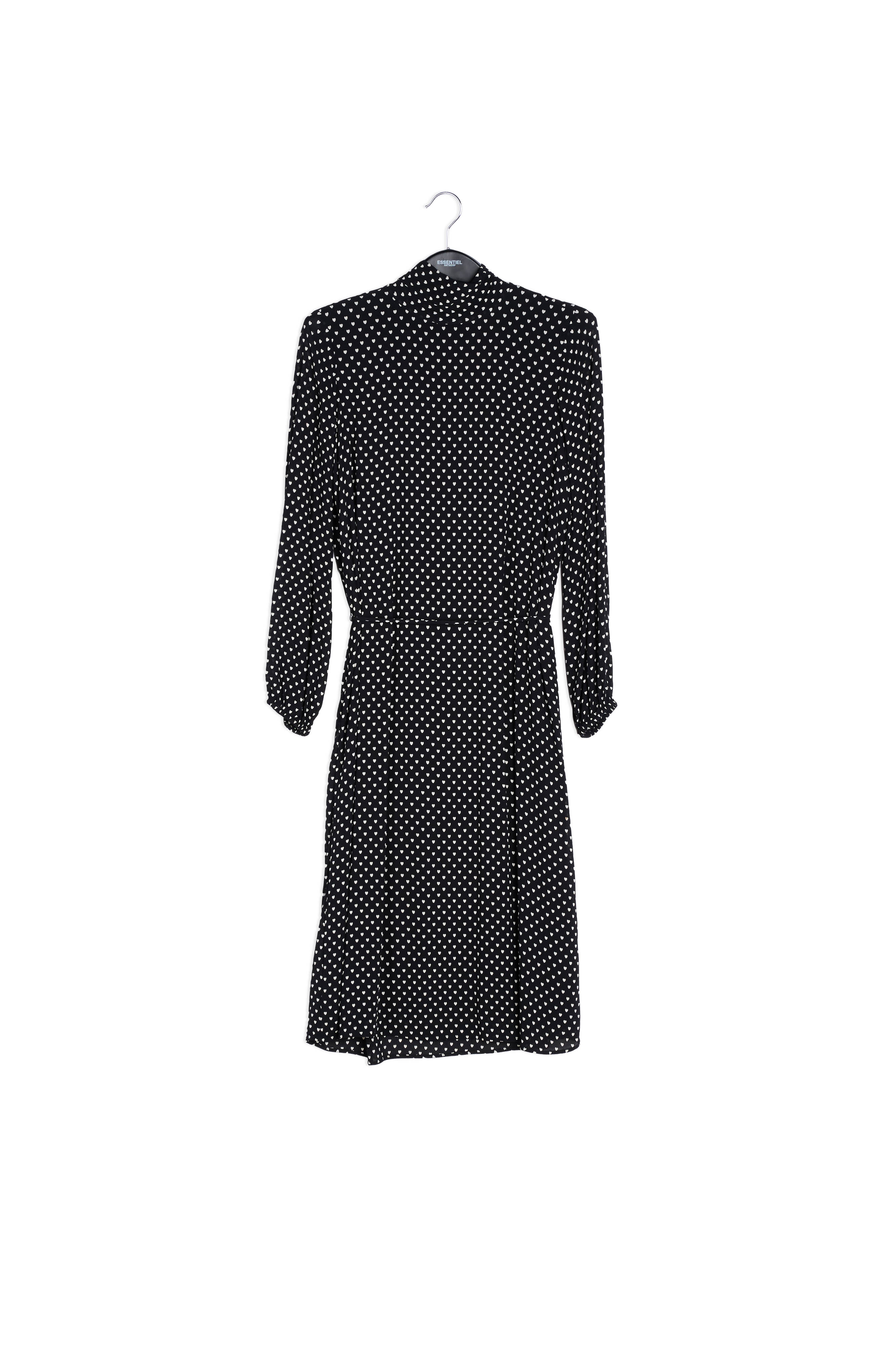 Zwarte halflange jurk met hartjes RE—SSENTIEL | Essentiel second hand