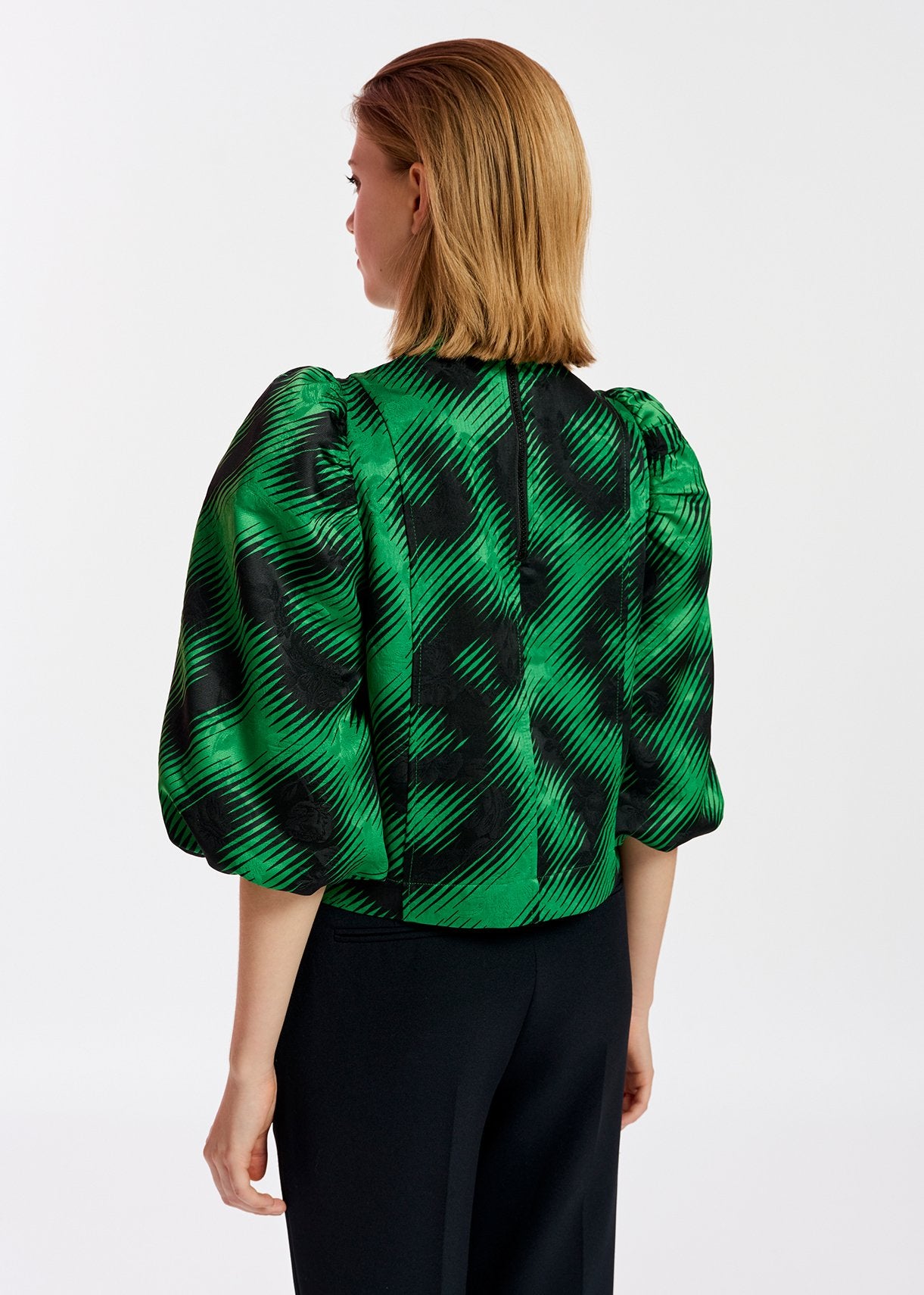Green jacquard top with leopard print RE—SSENTIEL | Essentiel second hand