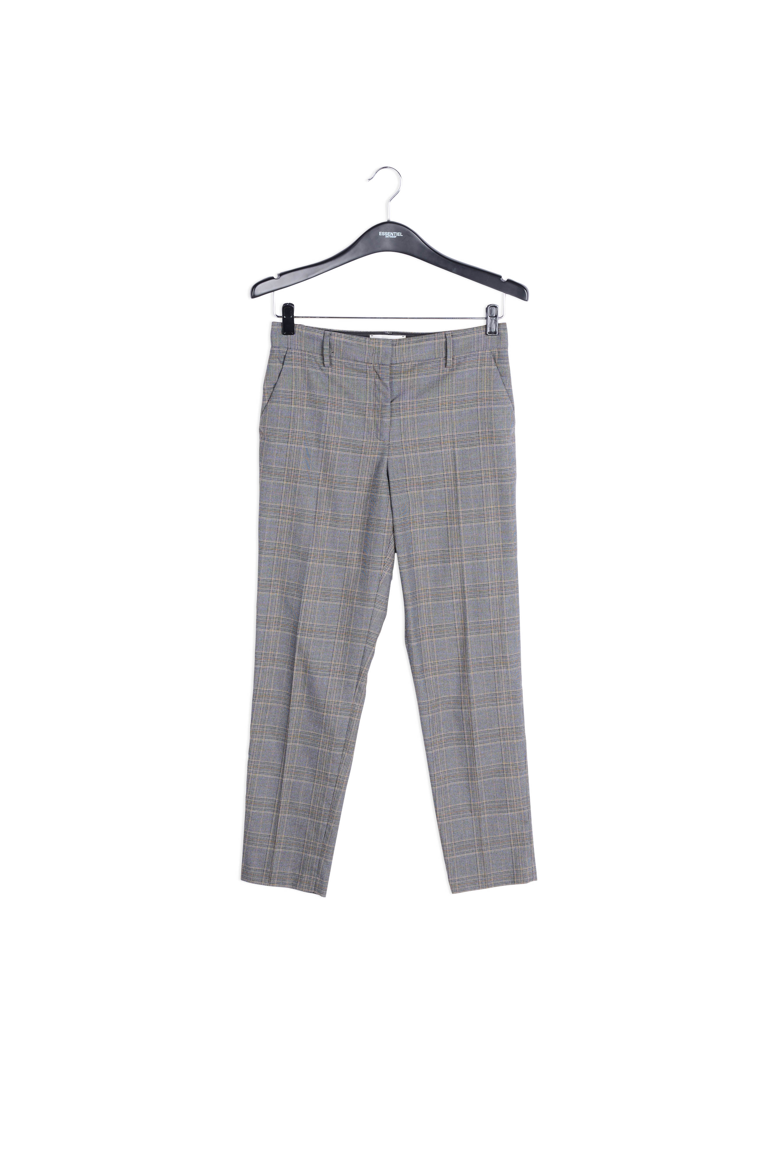 Pantalon gris 7/8me fuselé à carreaux RE—SSENTIEL | Essentiel second hand