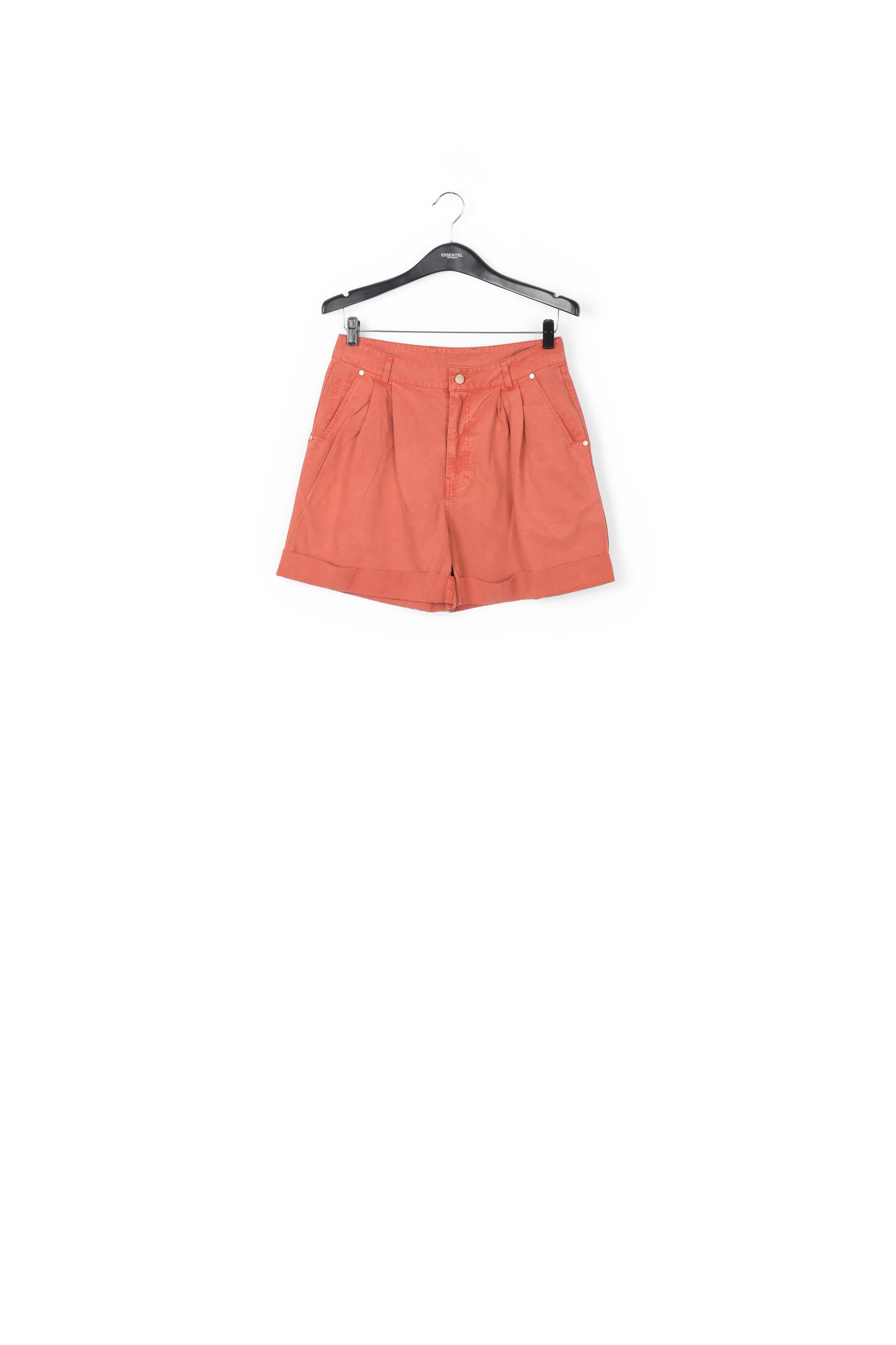 Dark orange high-rise loose-fit denim shorts RE—SSENTIEL | Essentiel second hand