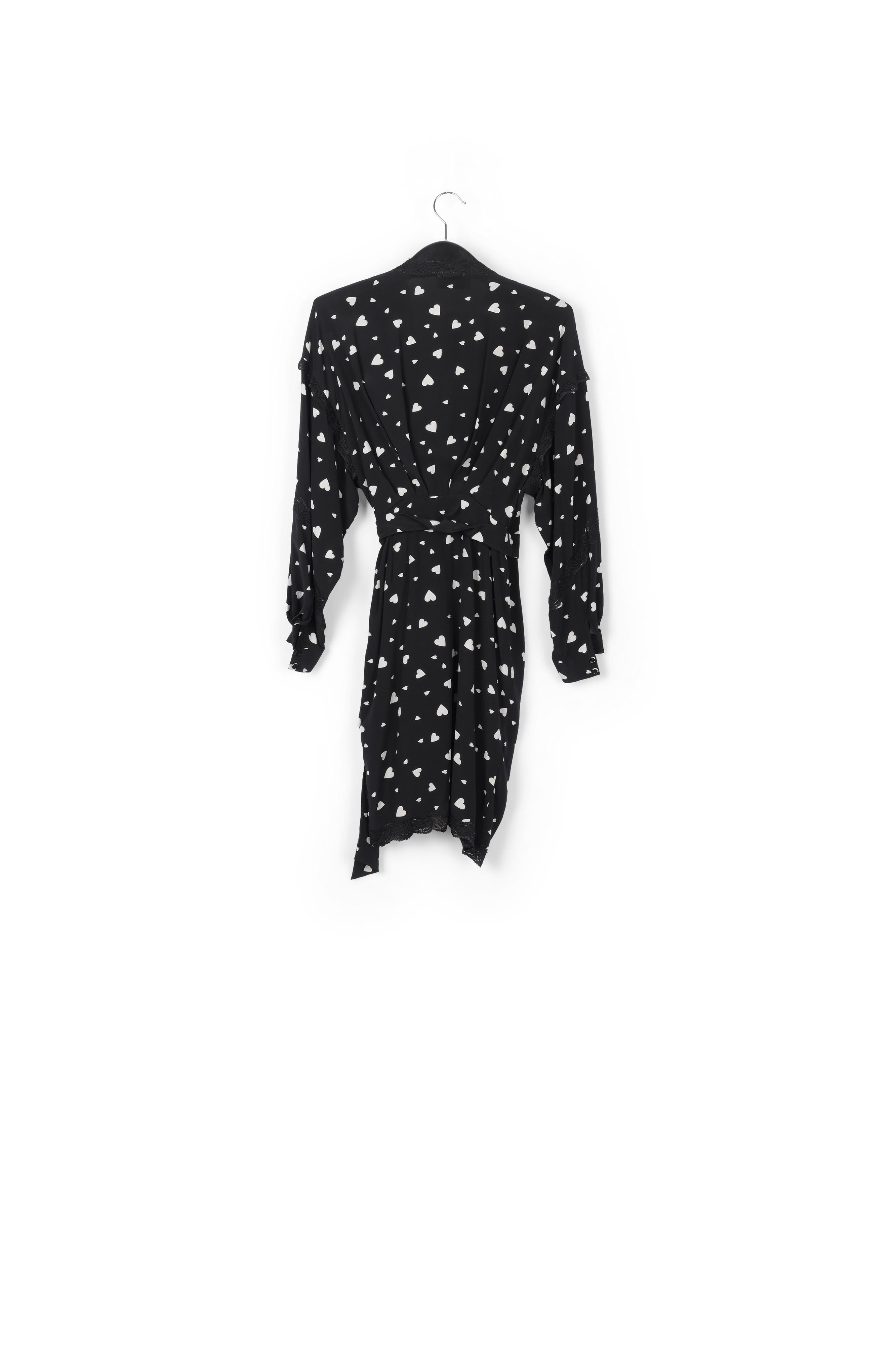 Mini robe cache-cœur noire à cœurs RE—SSENTIEL | Essentiel second hand