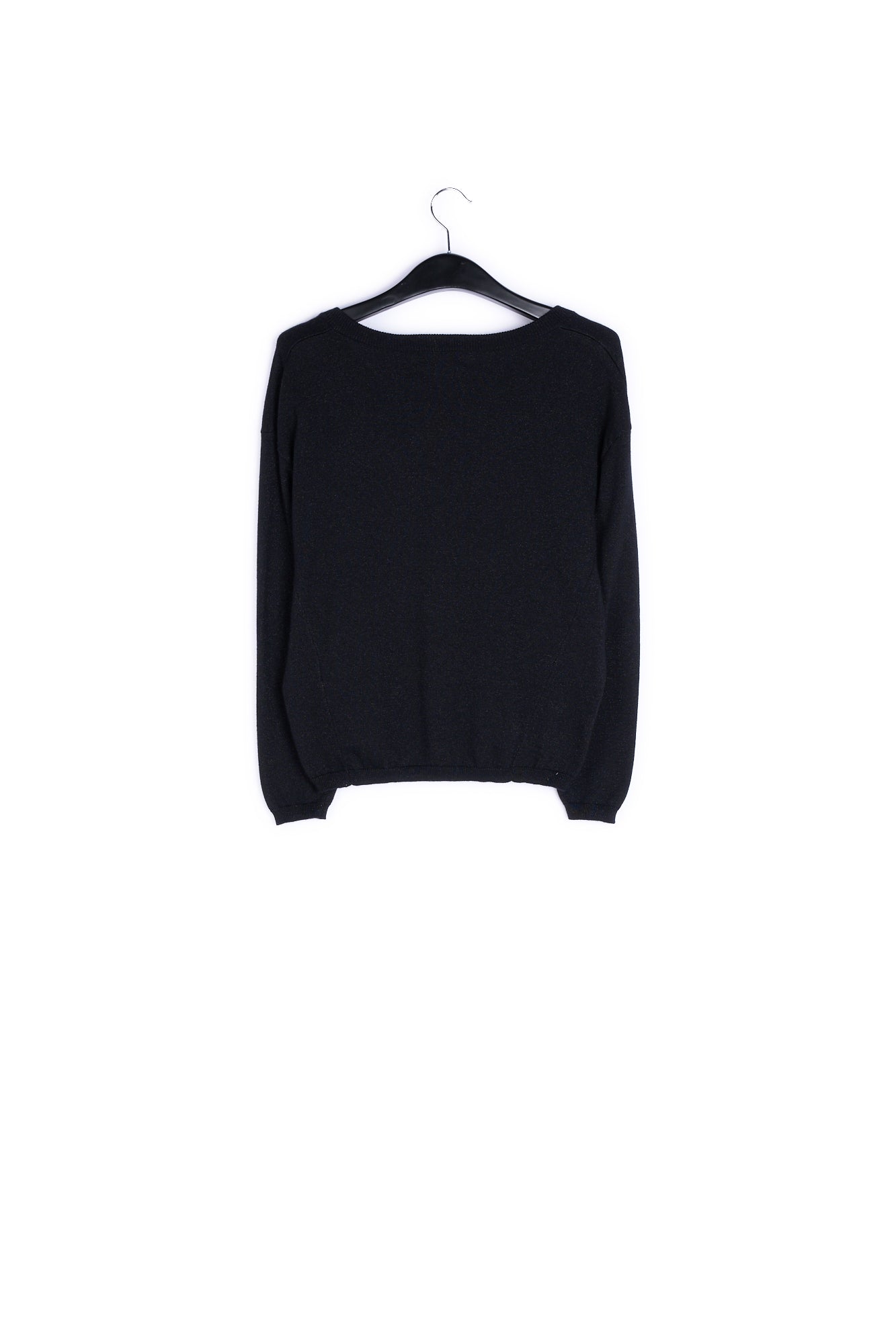 Black lurex knitted V-neck sweater RE—SSENTIEL | Essentiel second hand