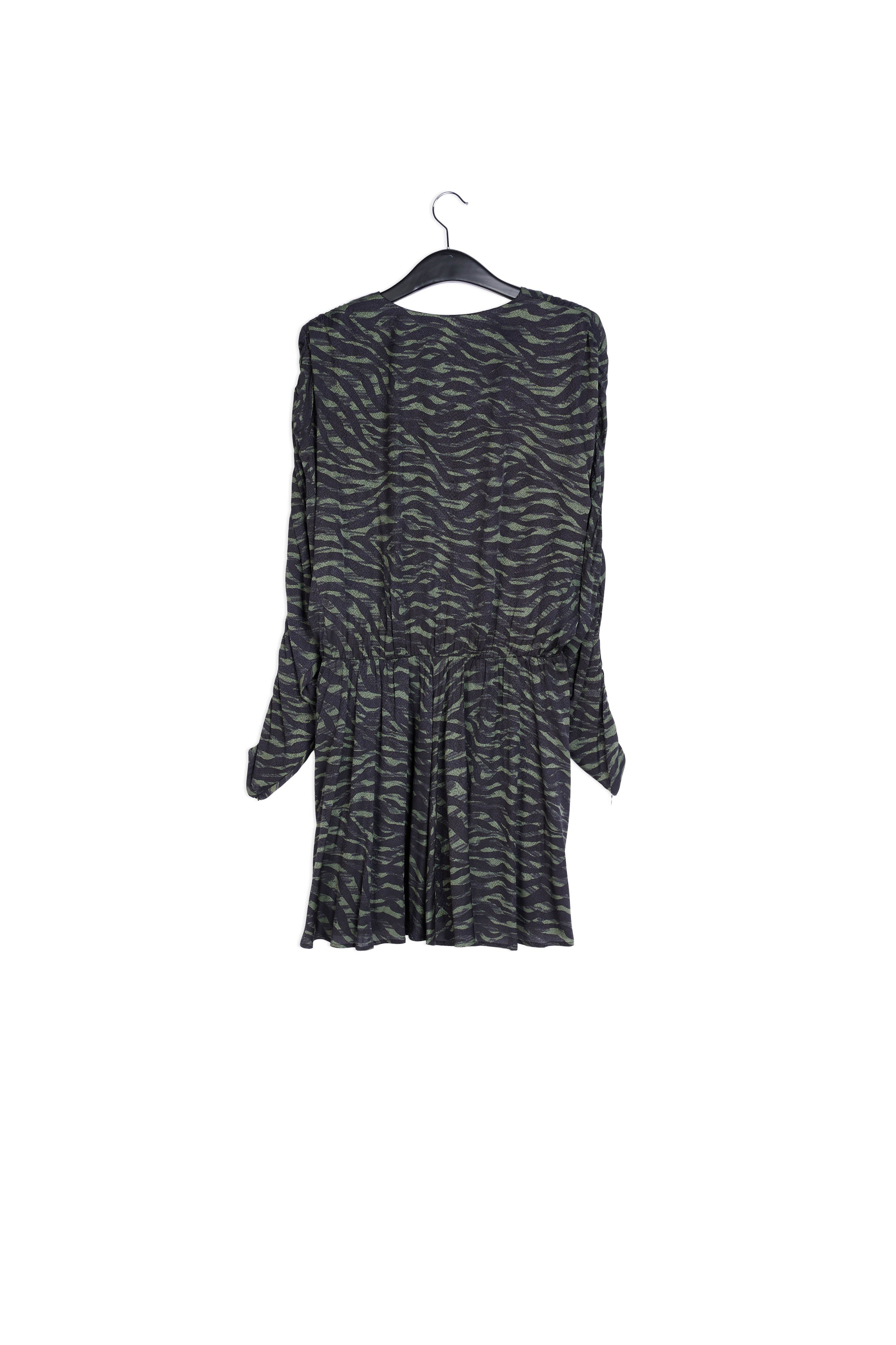 Mini-jurk met kaki en zwarte zebraprint RE—SSENTIEL | Essentiel second hand