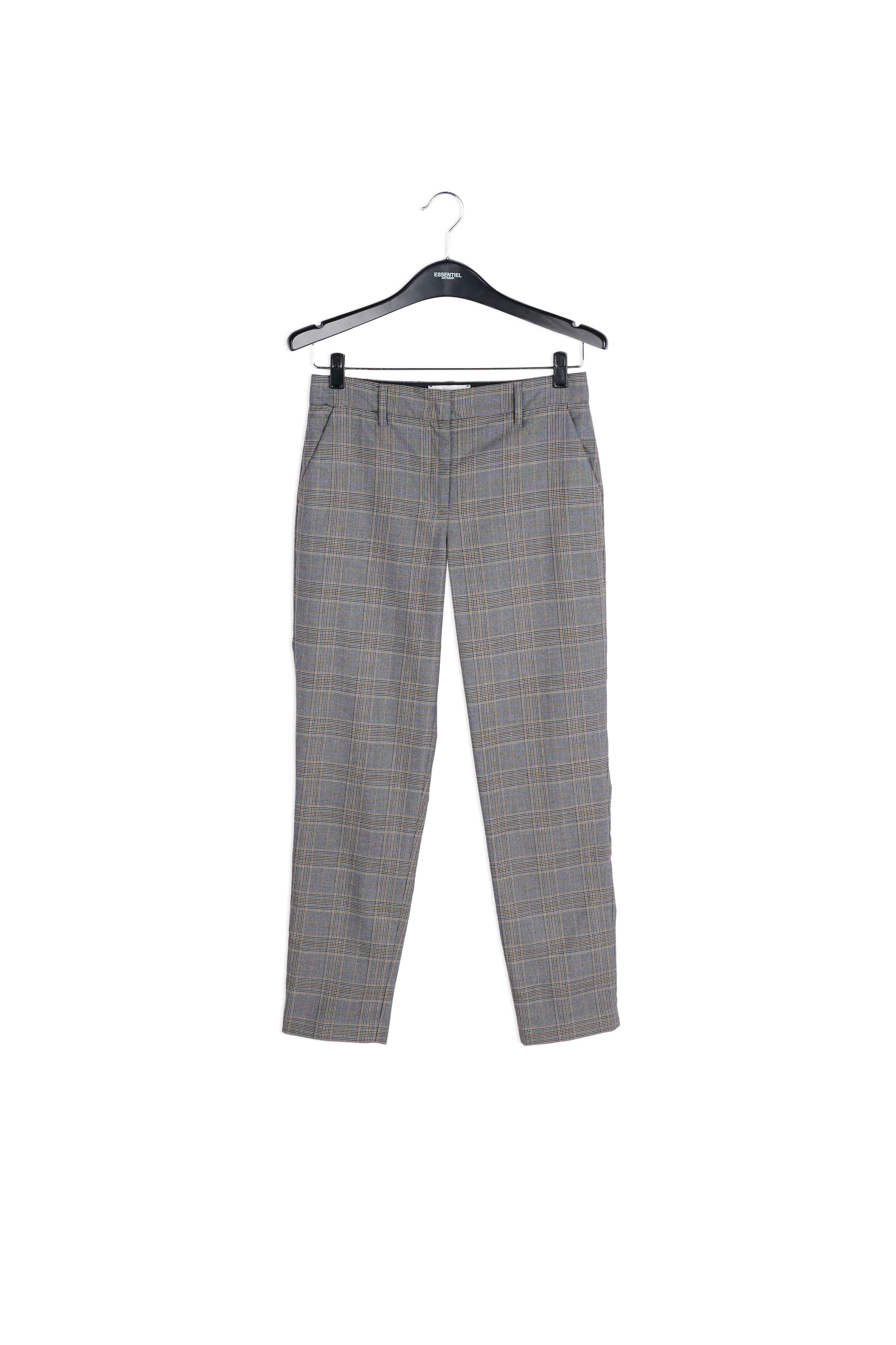 Pantalon gris 7/8me fuselé à carreaux RE—SSENTIEL | Essentiel second hand
