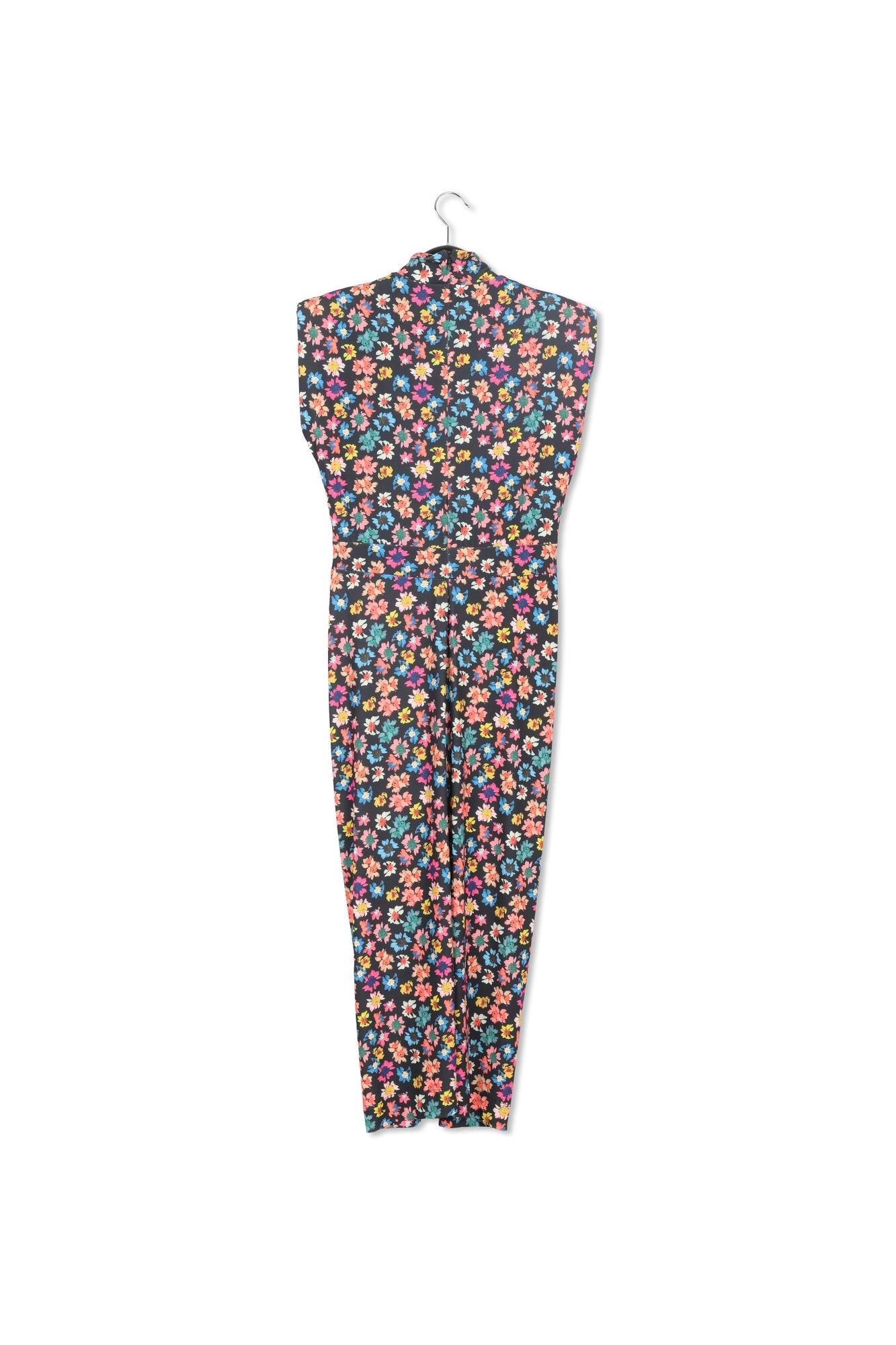 Robe midi en jersey stretch noir à  imprimé fleuri RE—SSENTIEL | Essentiel second hand