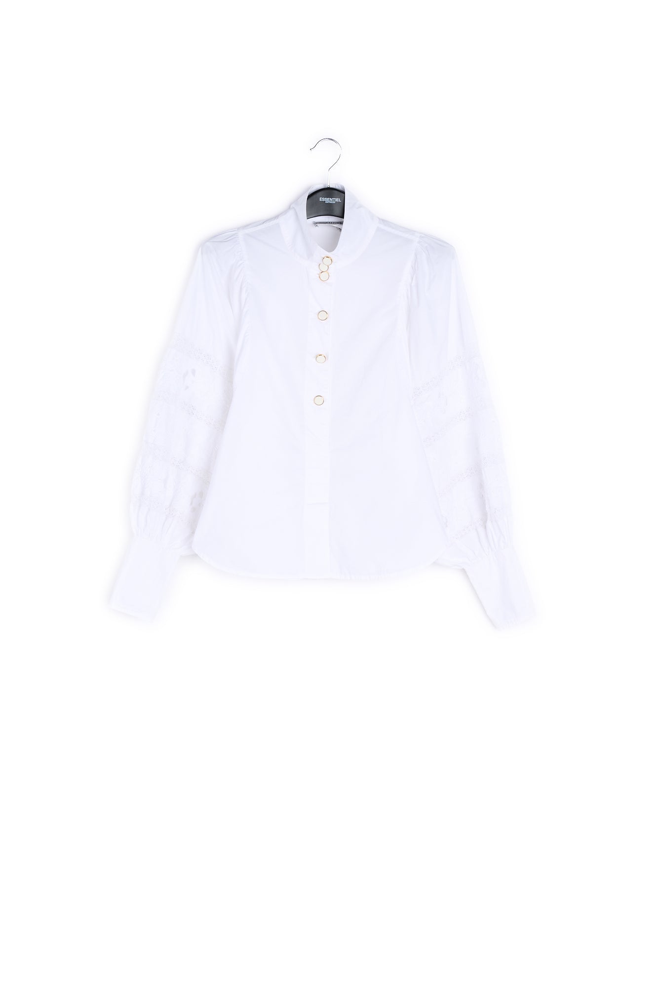 White baloon sleeves cotton and lace shirt RE—SSENTIEL | Essentiel second hand