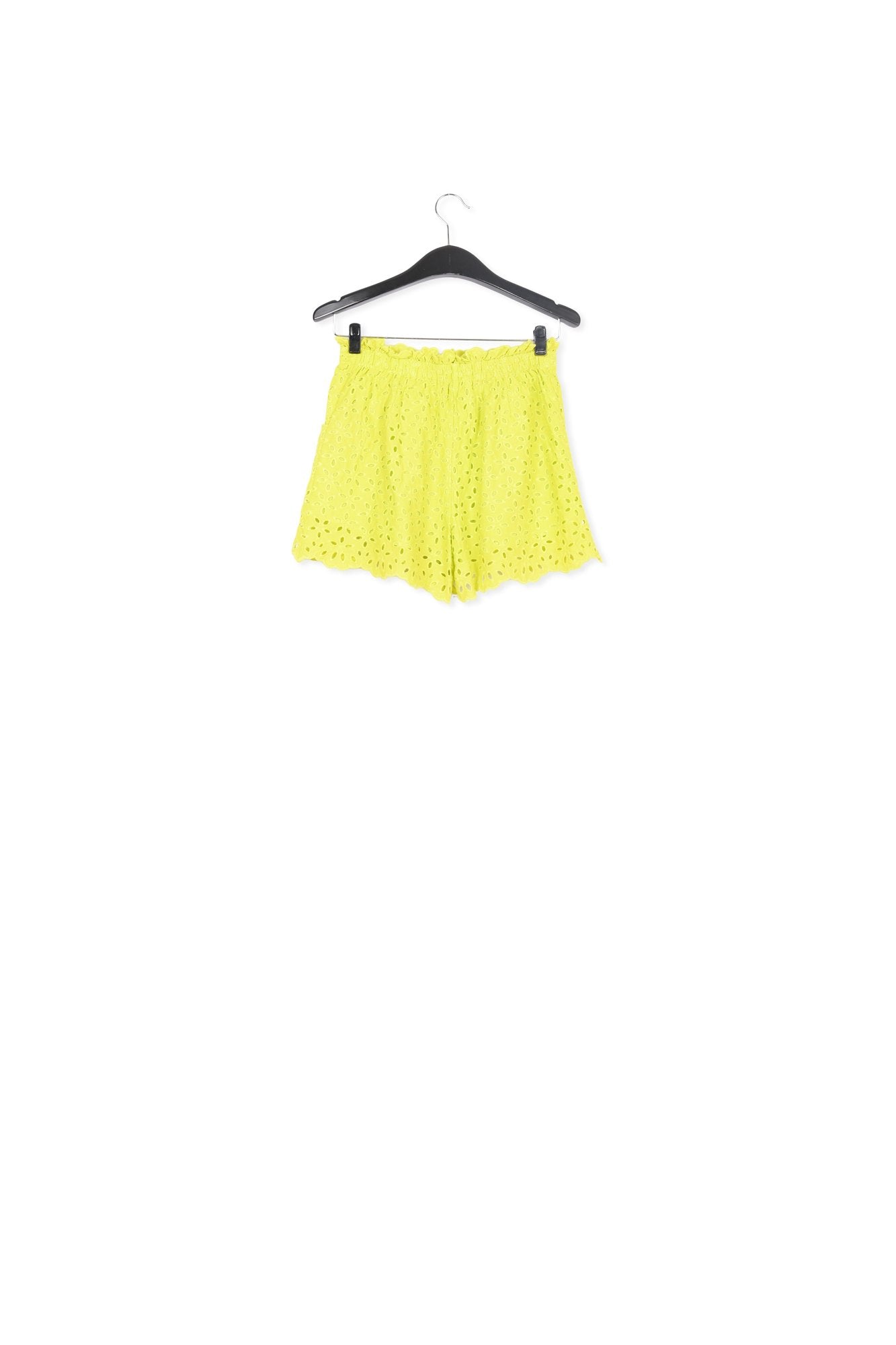 Lime green broderie anglaise cotton shorts RE—SSENTIEL | Essentiel second hand