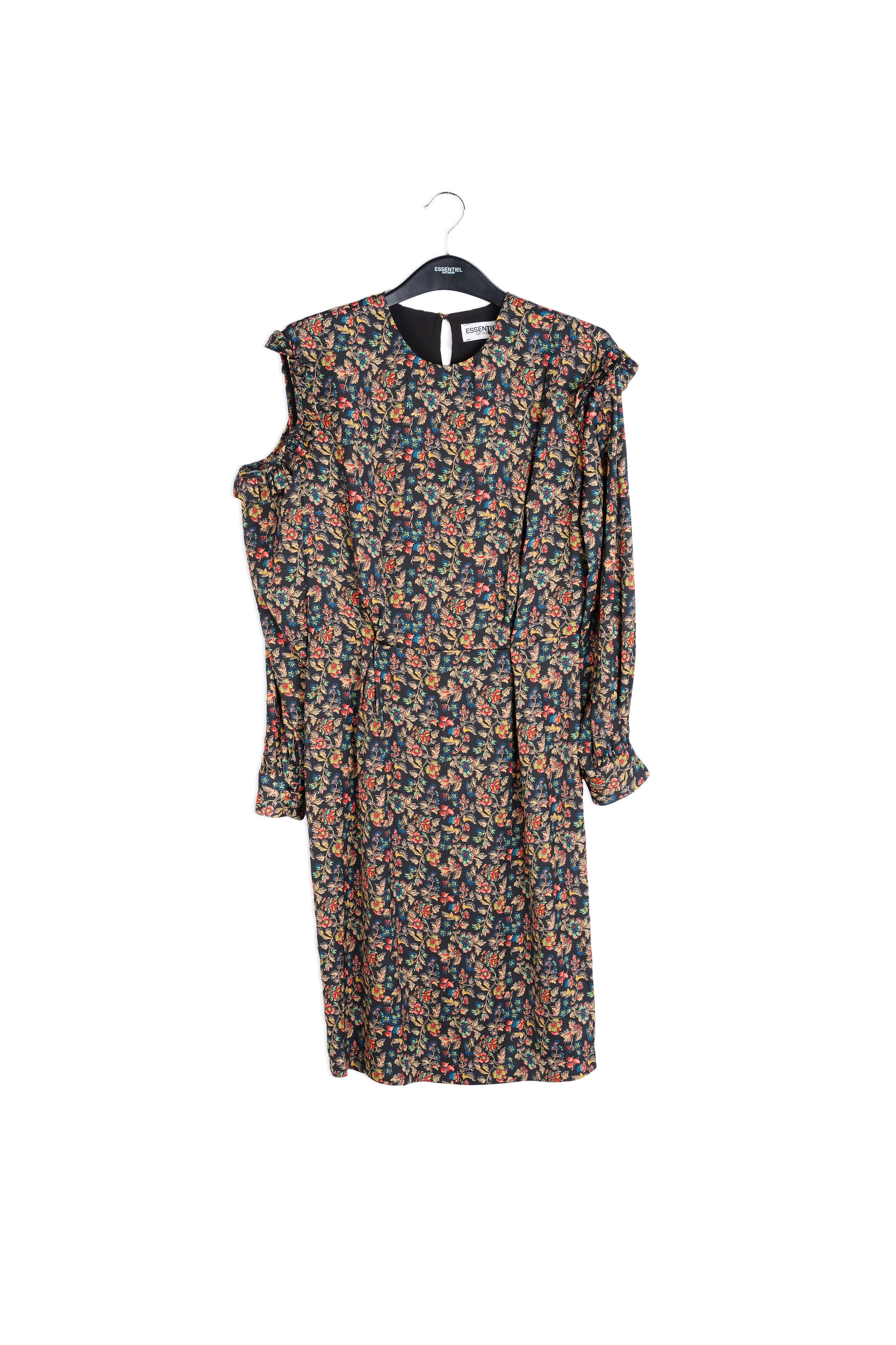 Aansluitende veelkleurige bloemenjurk RE—SSENTIEL | Essentiel second hand