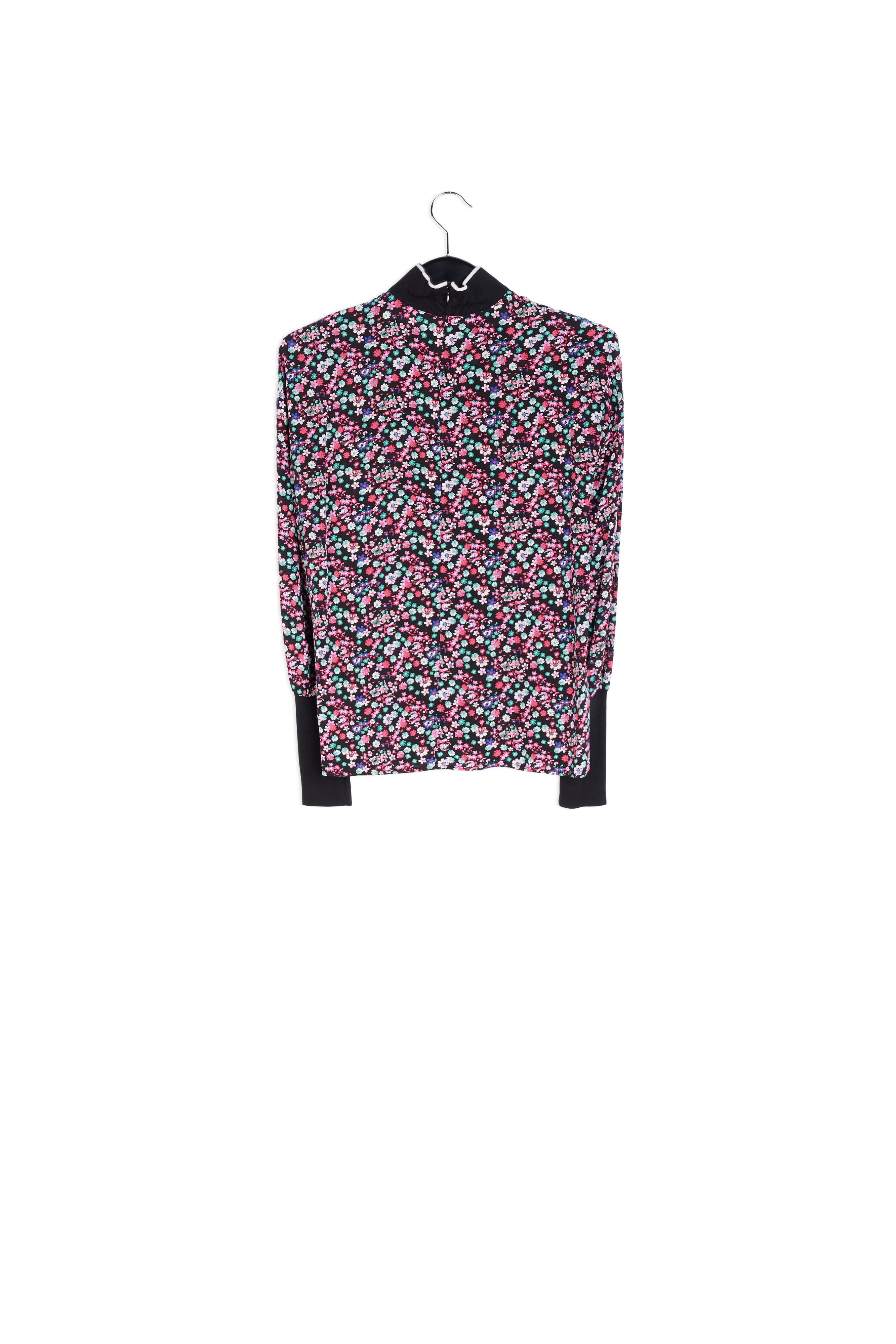 Top noir à fleurs avec bords contrastants RE—SSENTIEL | Essentiel second hand