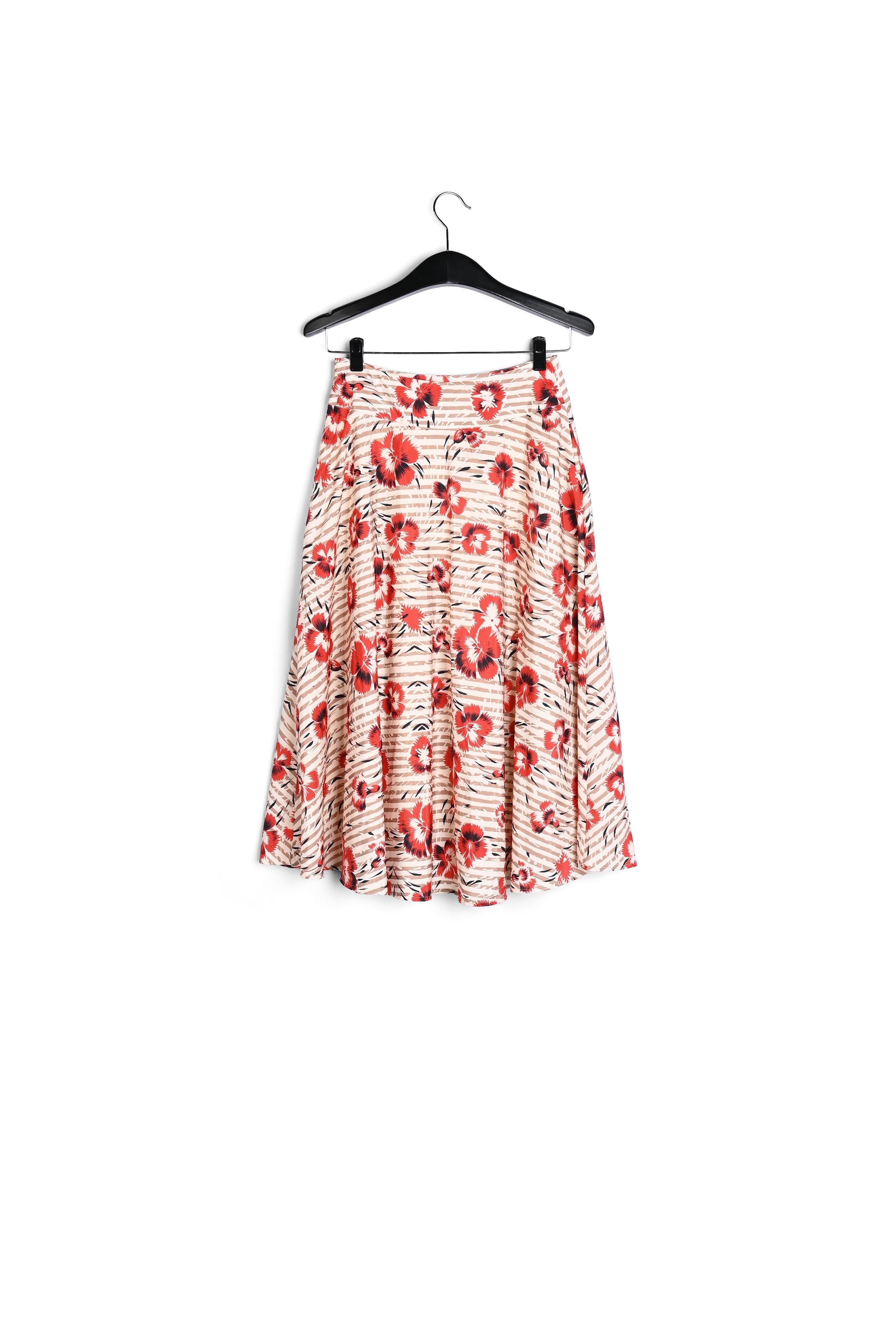 Stripe and green floral print A-line skirt RE—SSENTIEL | Essentiel second hand