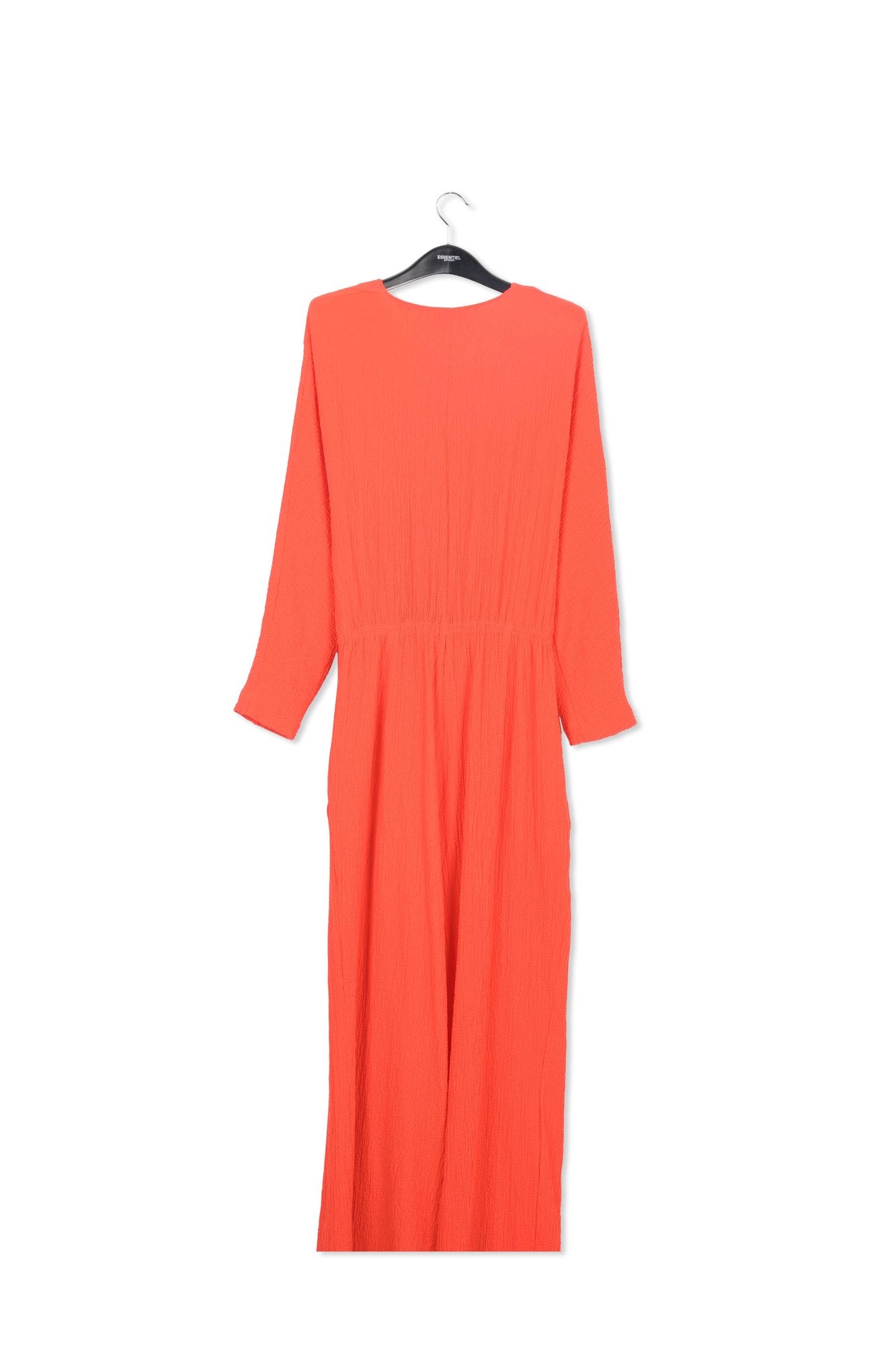 Red seersucker jumpsuit with tied front RE—SSENTIEL | Essentiel second hand