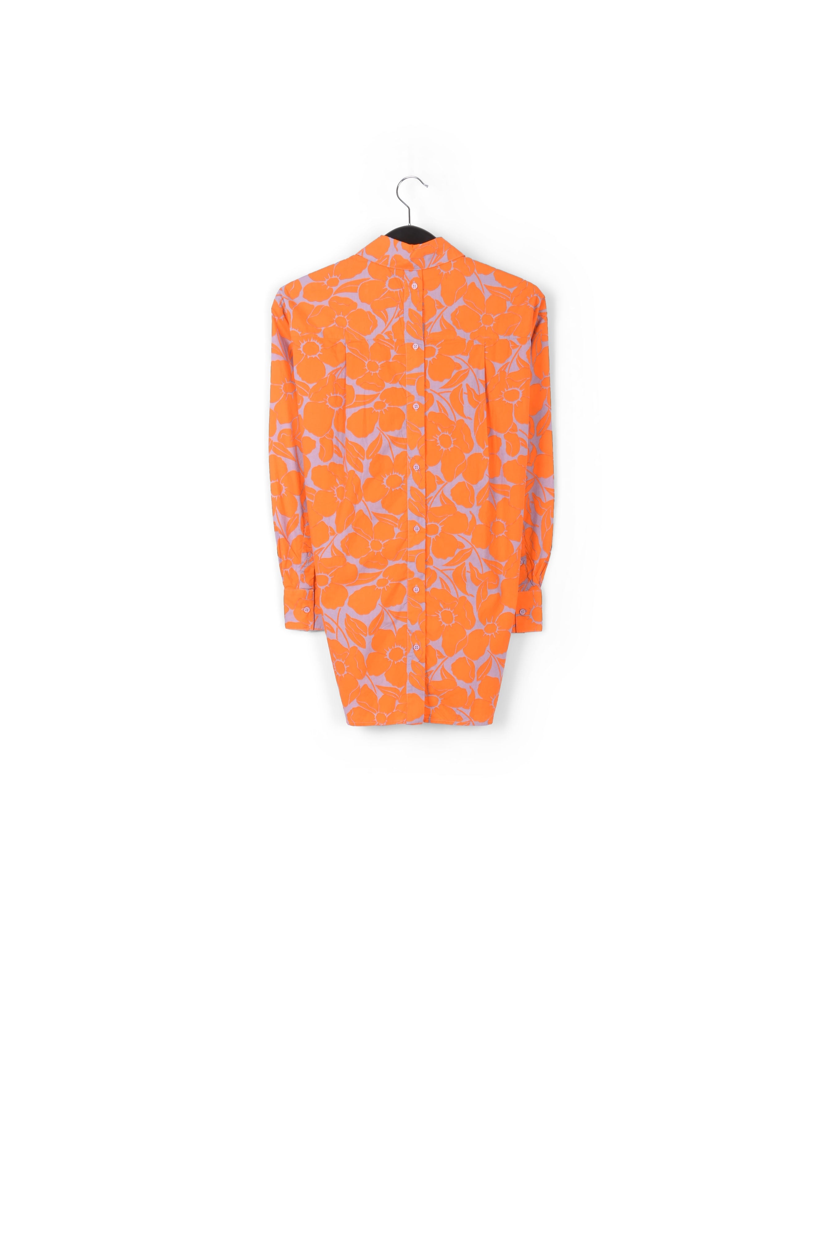 Lilac and orange cotton shirt with floral print RE—SSENTIEL | Essentiel second hand