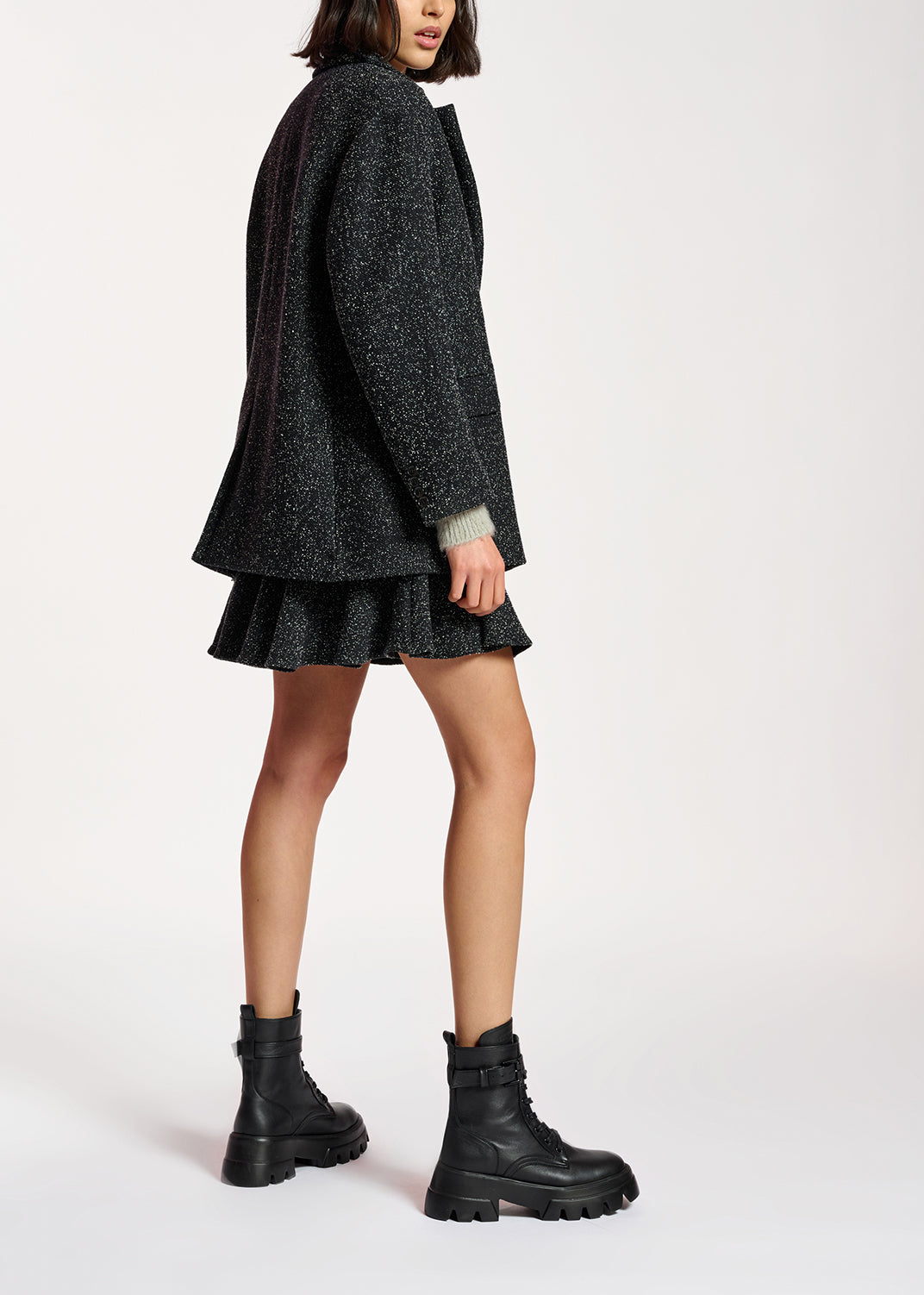Black oversized bouclé blazer RE—SSENTIEL | Essentiel second hand