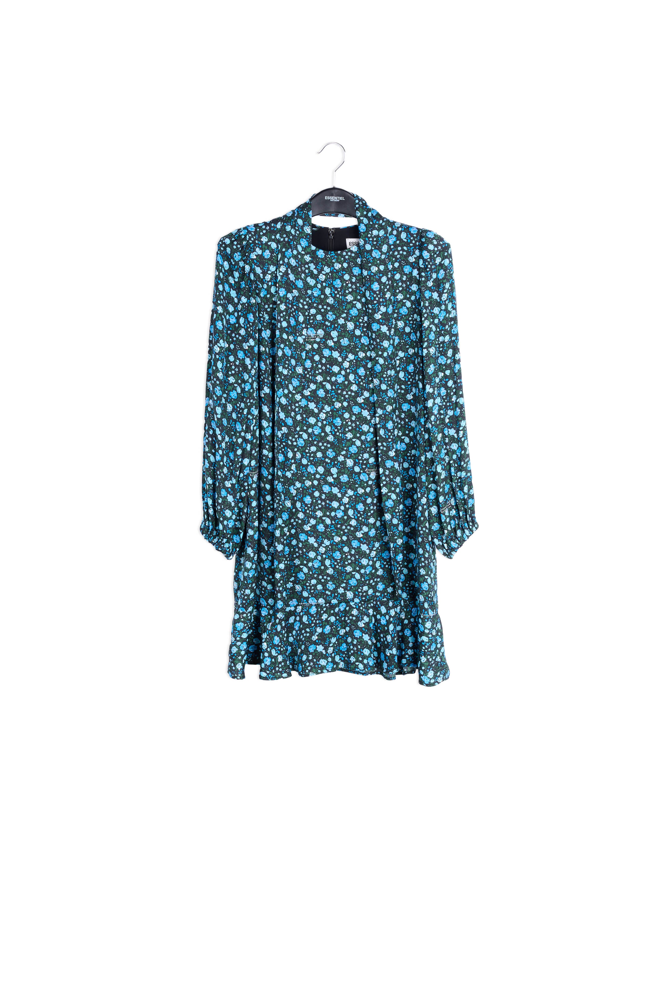 Blue multifloral print mini dress RE—SSENTIEL | Essentiel second hand