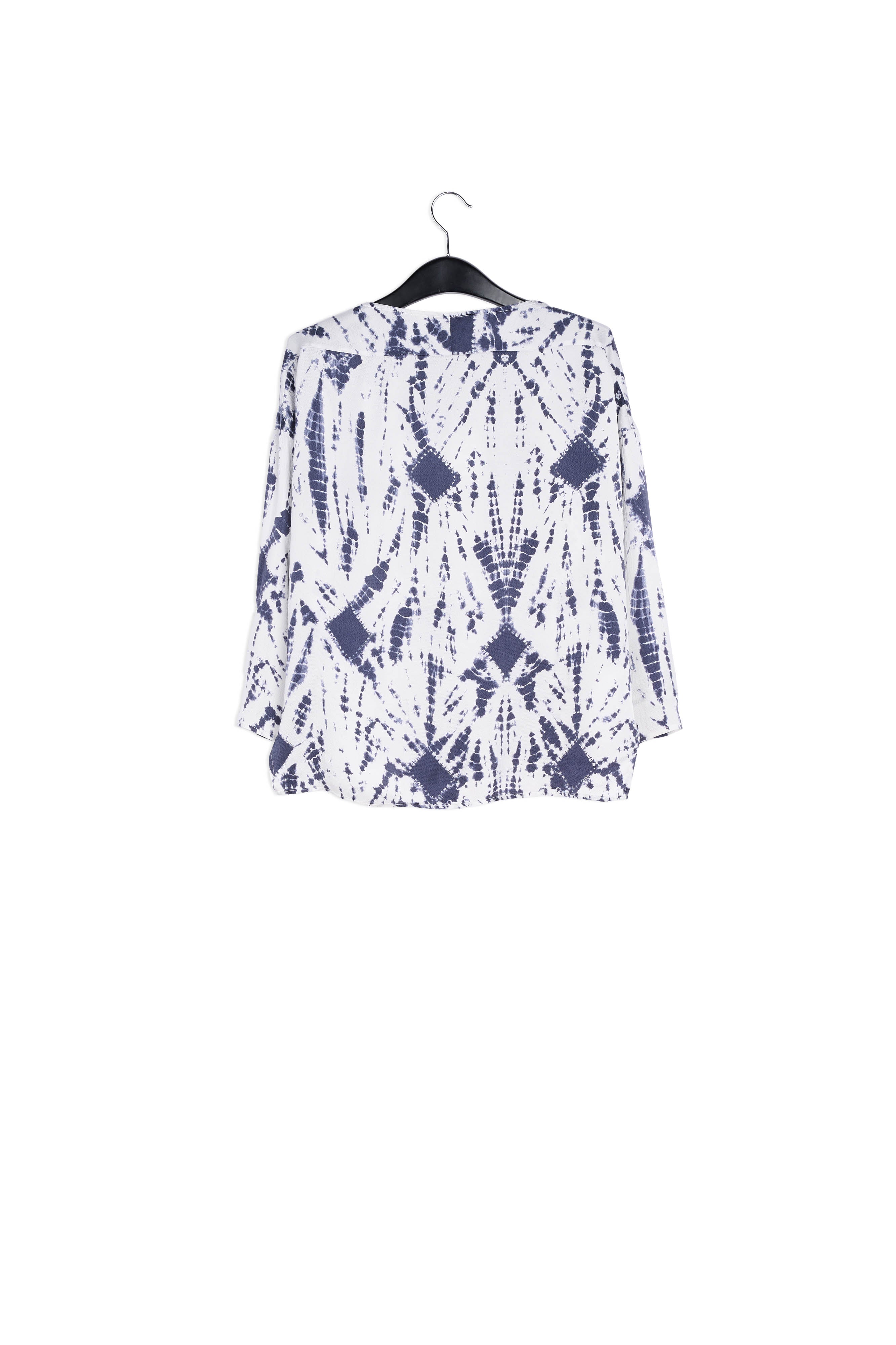 Off-white and dark blue tie-dyed silk top RE—SSENTIEL | Essentiel second hand