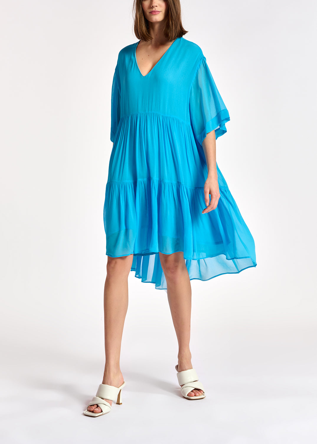 Blue tiered mini dress RE—SSENTIEL | Essentiel second hand