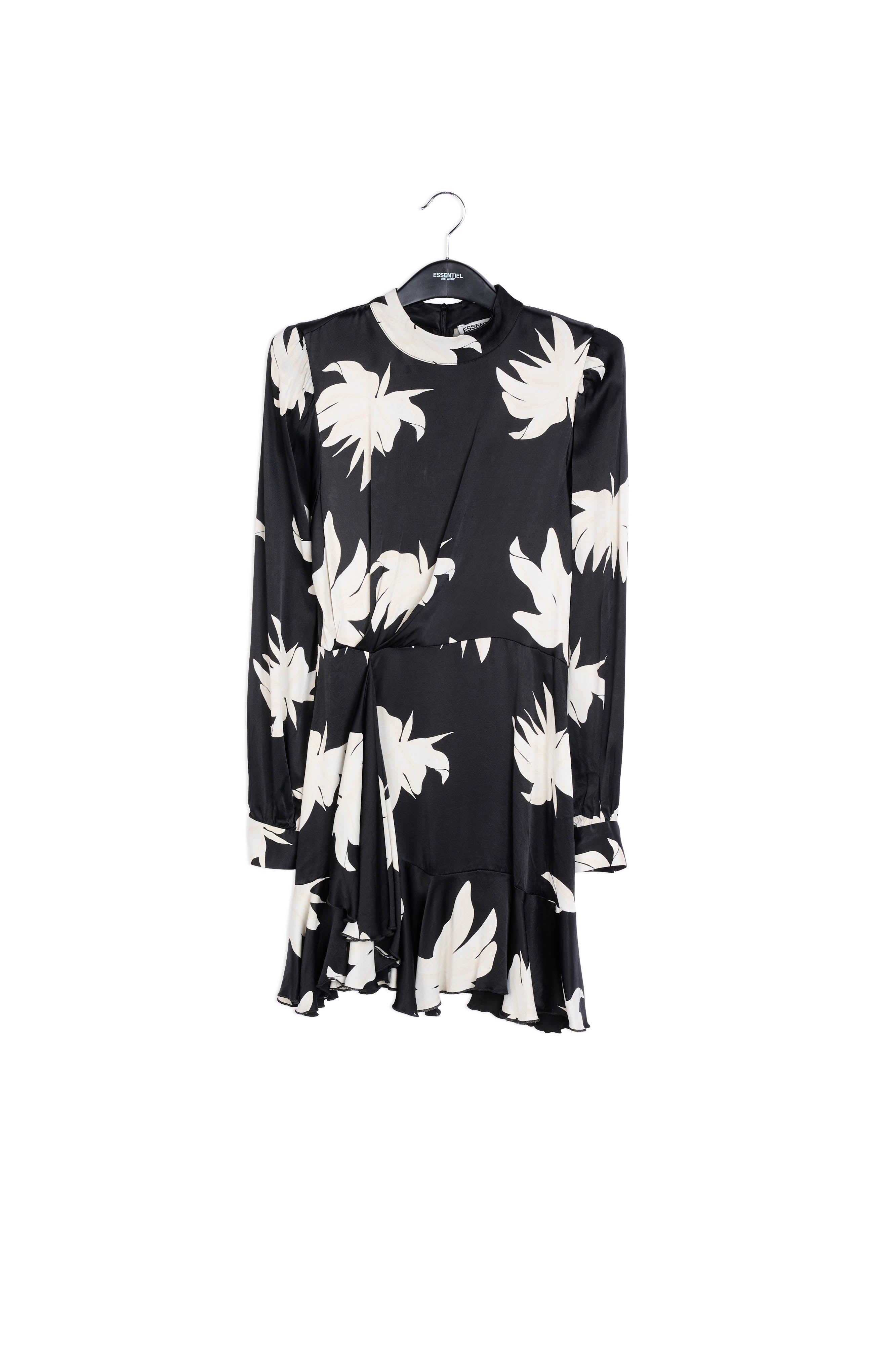 Black and off-white floral midi dress RE—SSENTIEL | Essentiel second hand