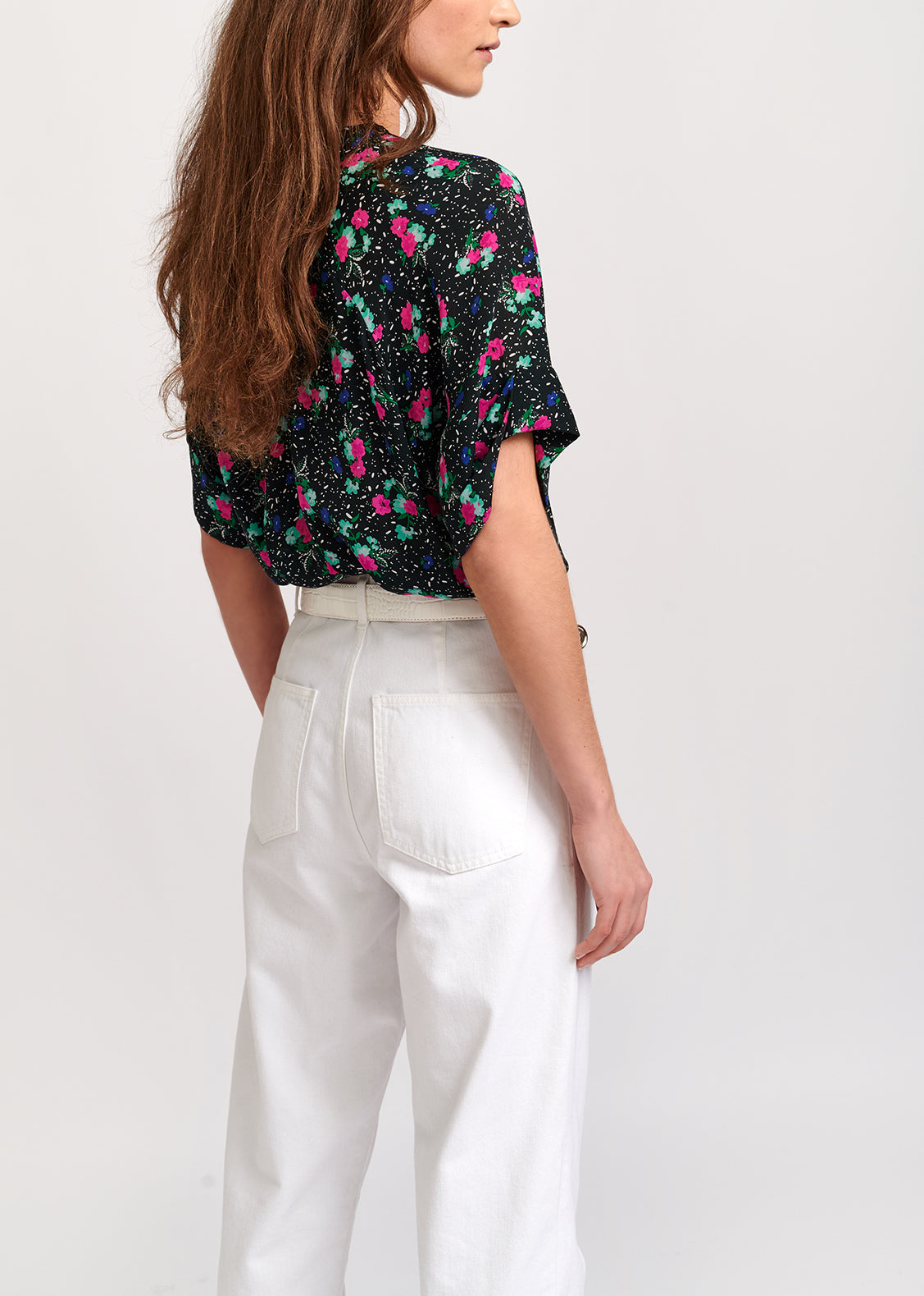 Black floral-print top RE—SSENTIEL | Essentiel second hand