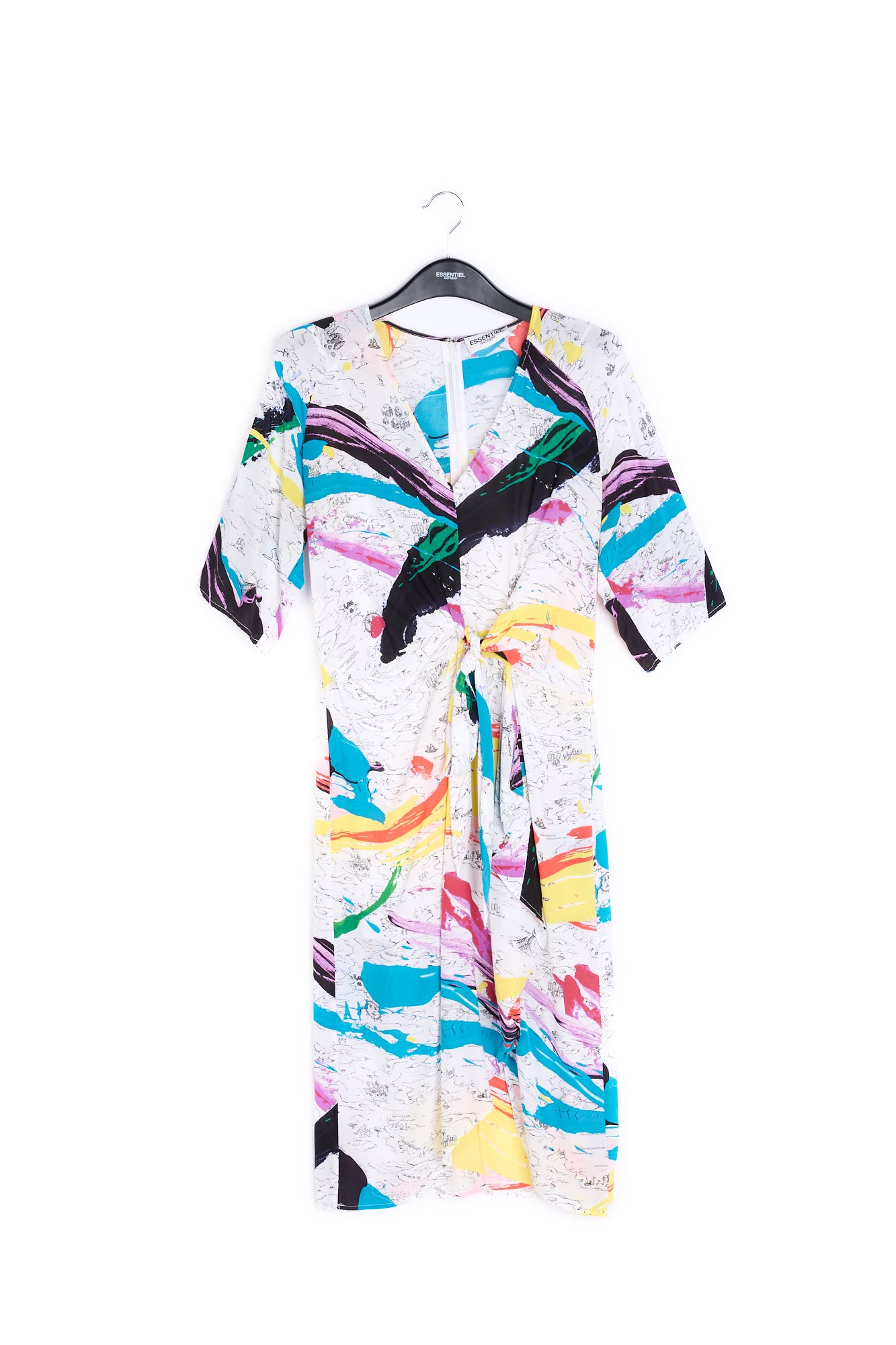 Off-white midi dress with colorful splatters RE—SSENTIEL | Essentiel second hand