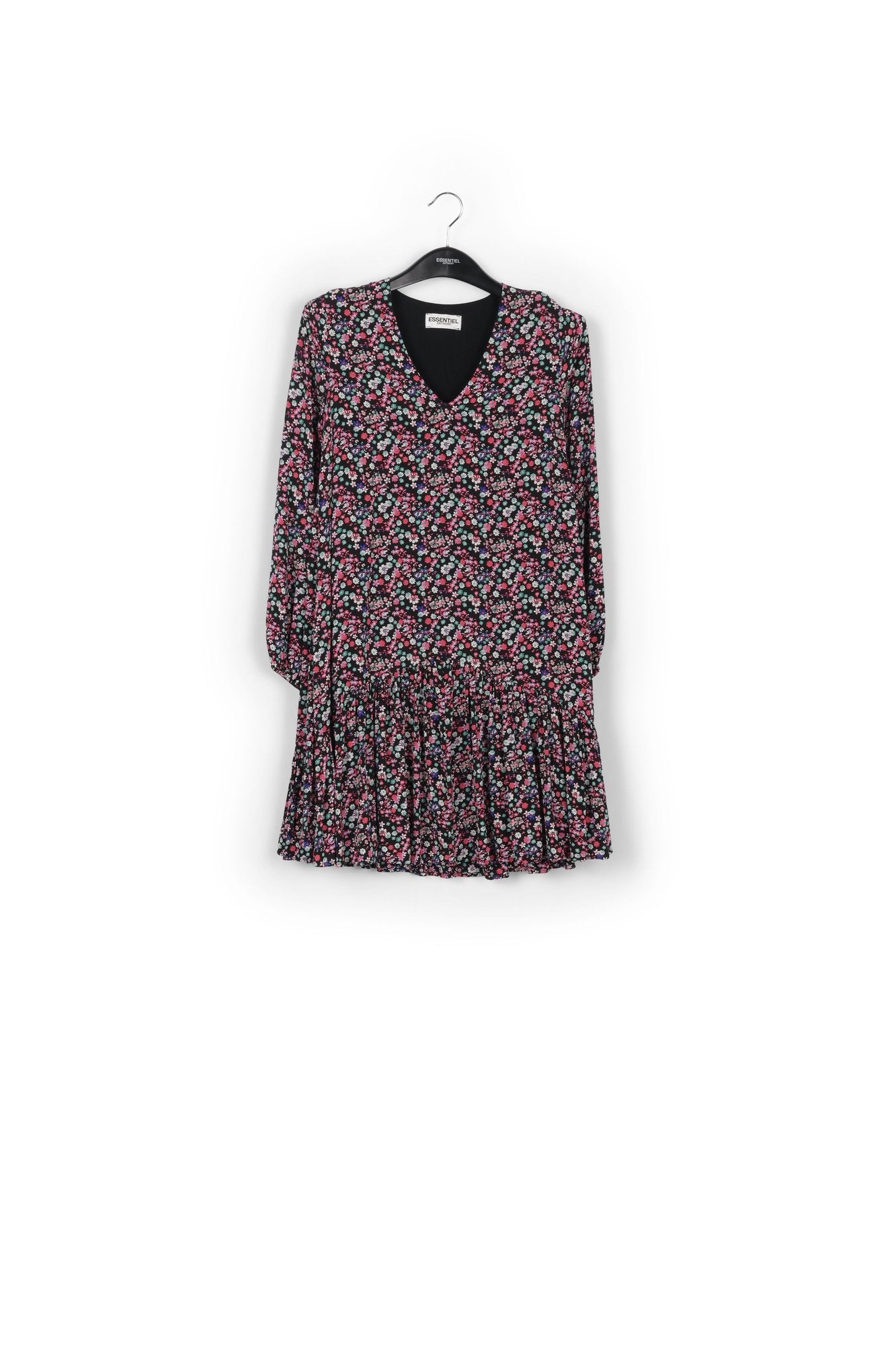 Black floral-print mini dress RE—SSENTIEL | Essentiel second hand