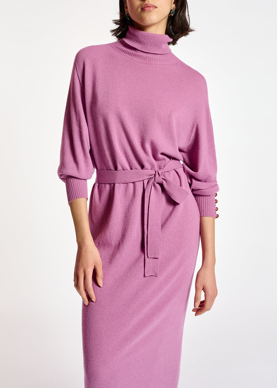 Dark lilac turtleneck knit dress RE—SSENTIEL | Essentiel second hand