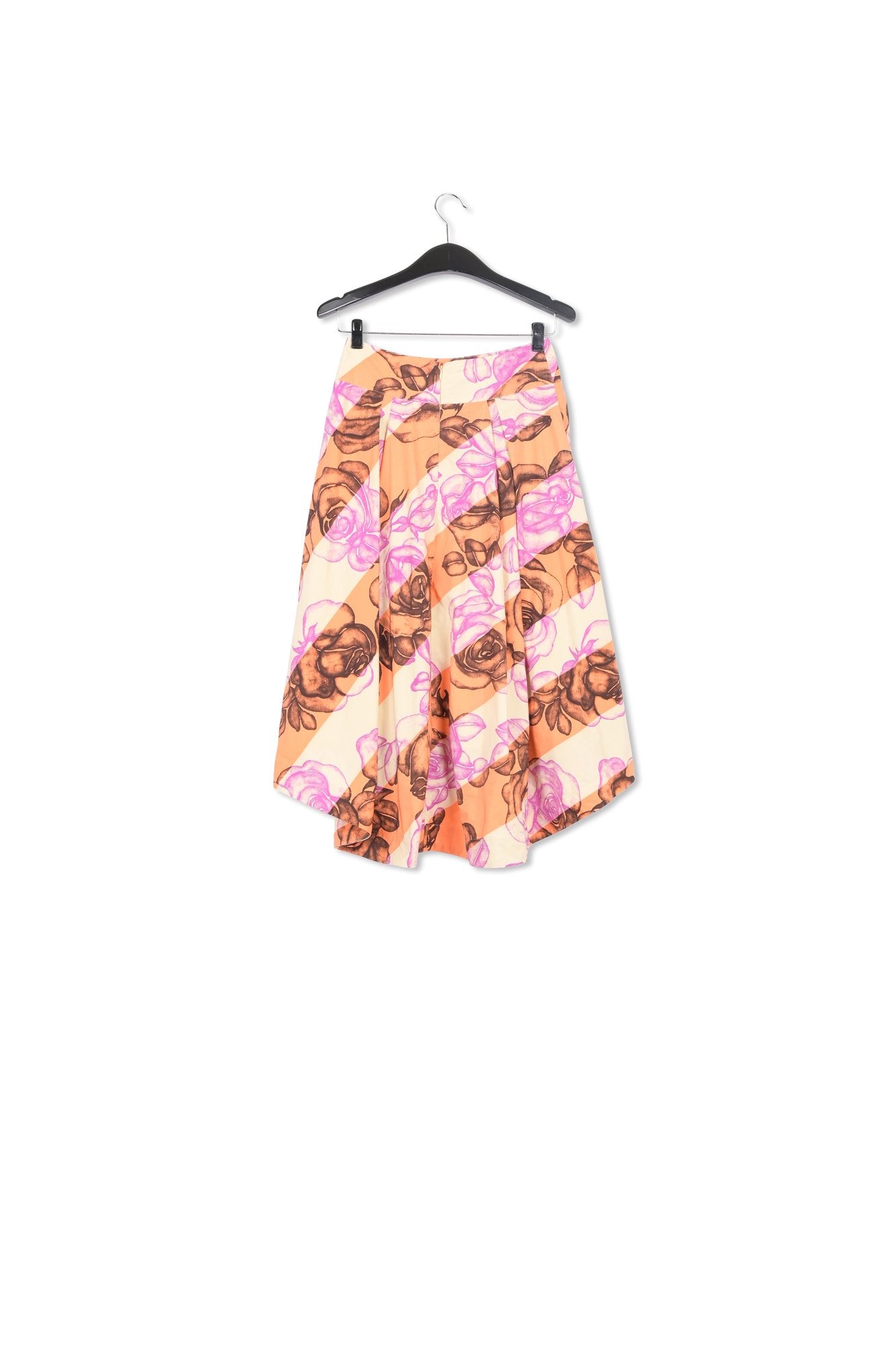 Light yellow, orange and purple pleated midi skirt RE—SSENTIEL | Essentiel second hand