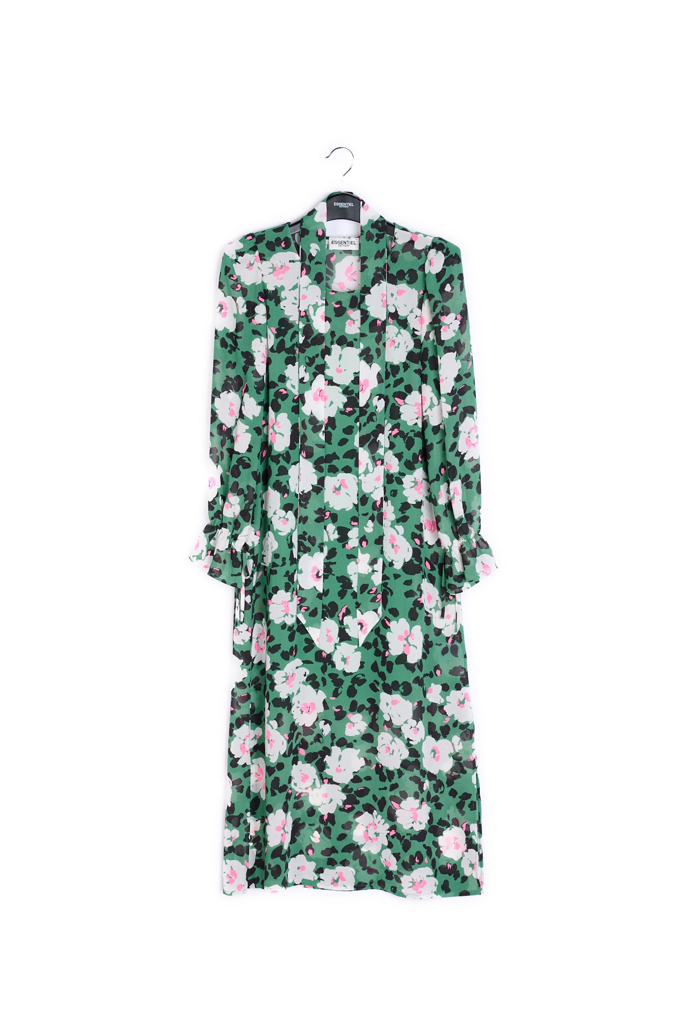 Green floral-print belted midi dress RE—SSENTIEL | Essentiel second hand