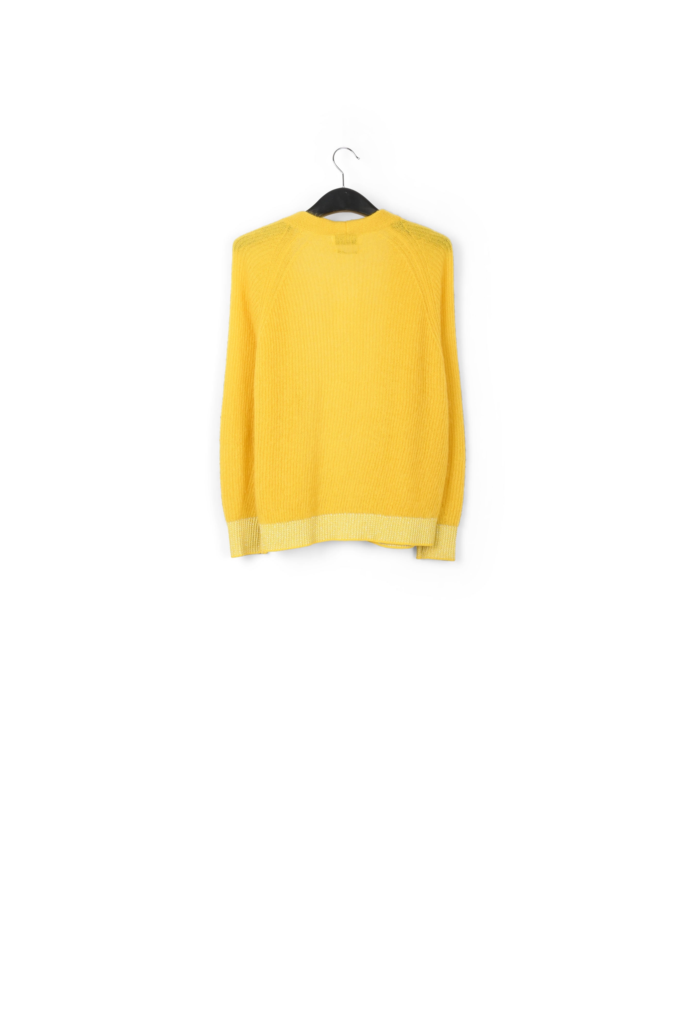 Yellow ribbed open cardigan with accentuated trims RE—SSENTIEL | Essentiel second hand