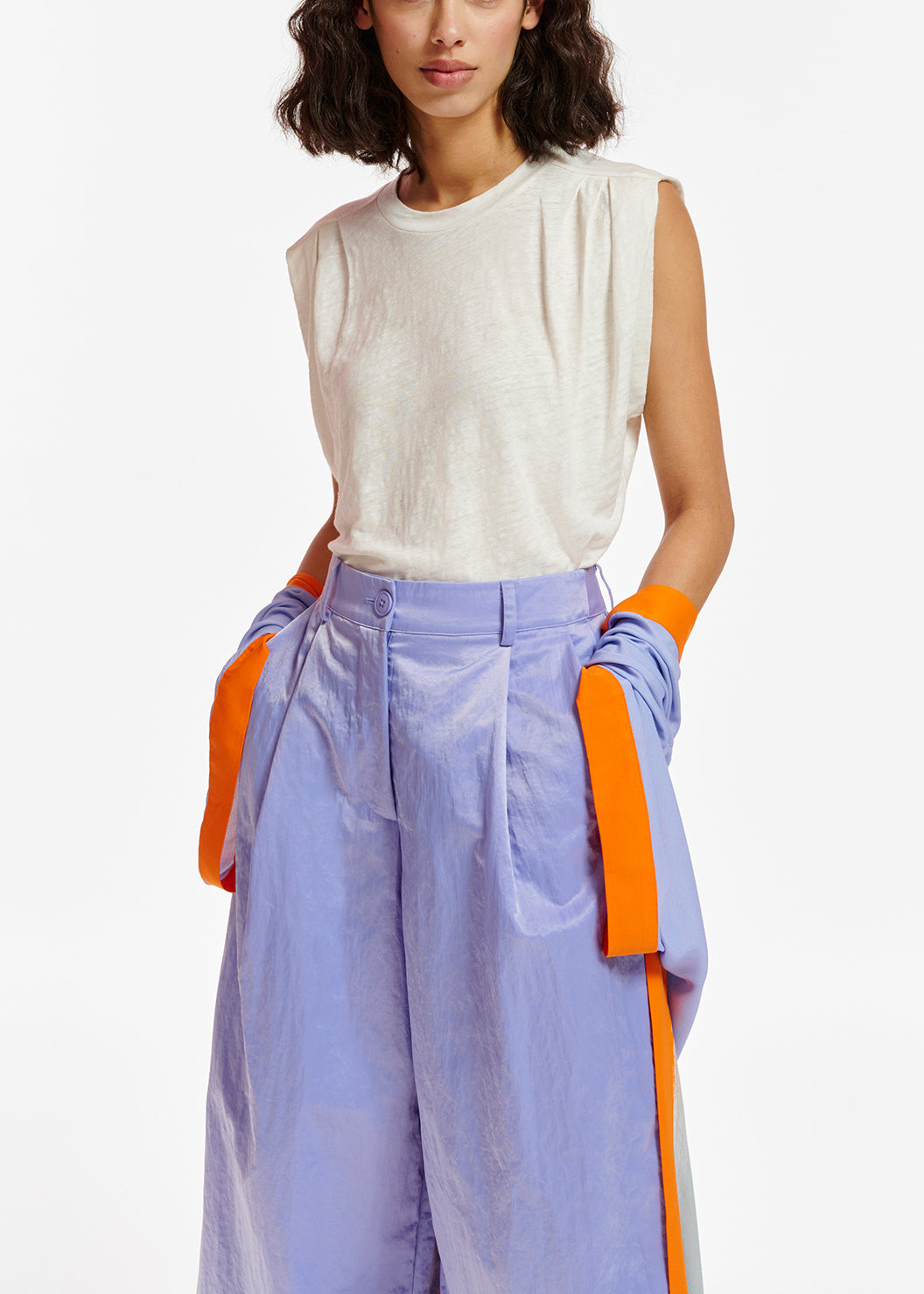 Off-white linen sleeveless T-shirt RE—SSENTIEL | Essentiel second hand