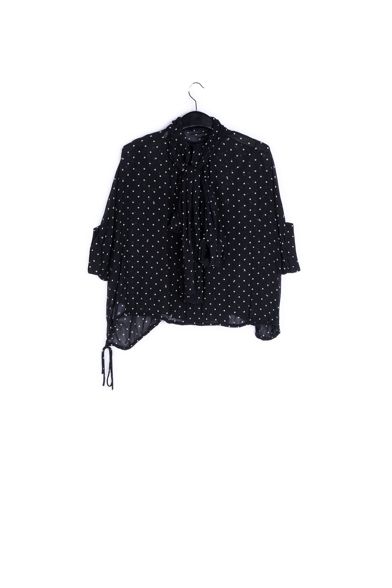Black voluminous floral-print sheer top RE—SSENTIEL | Essentiel second hand