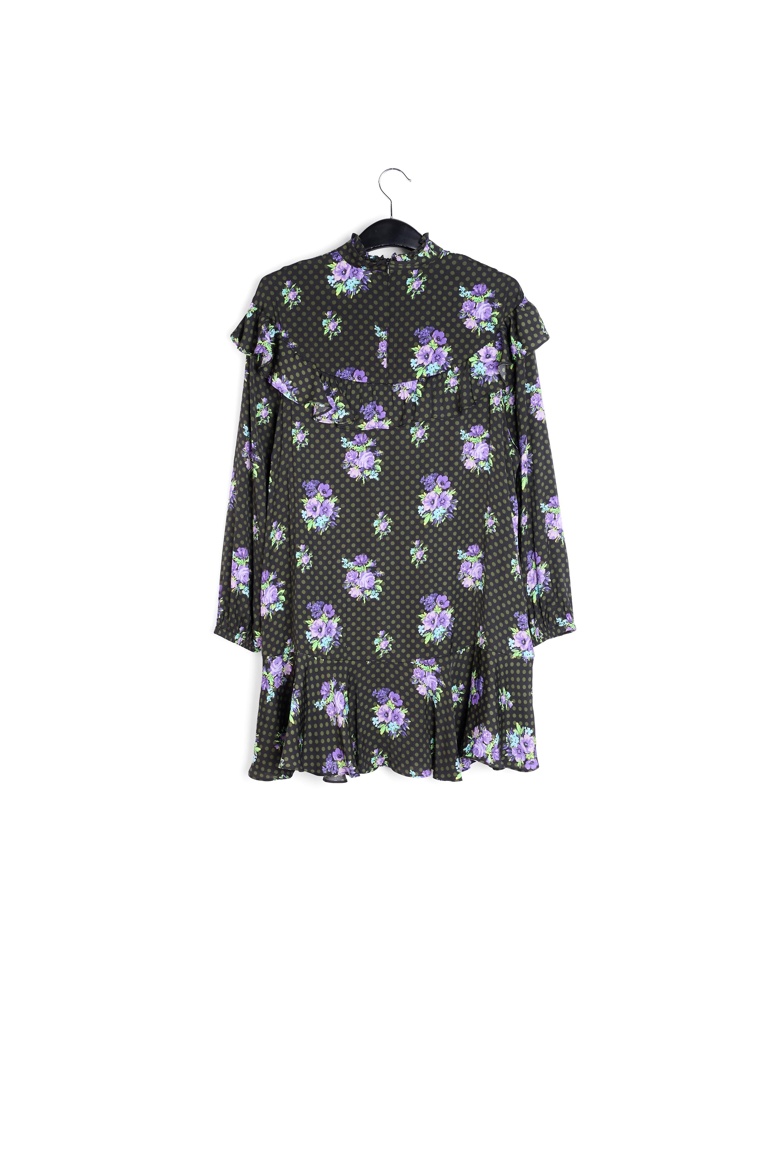 Black and purple ruffled a-line dress RE—SSENTIEL | Essentiel second hand