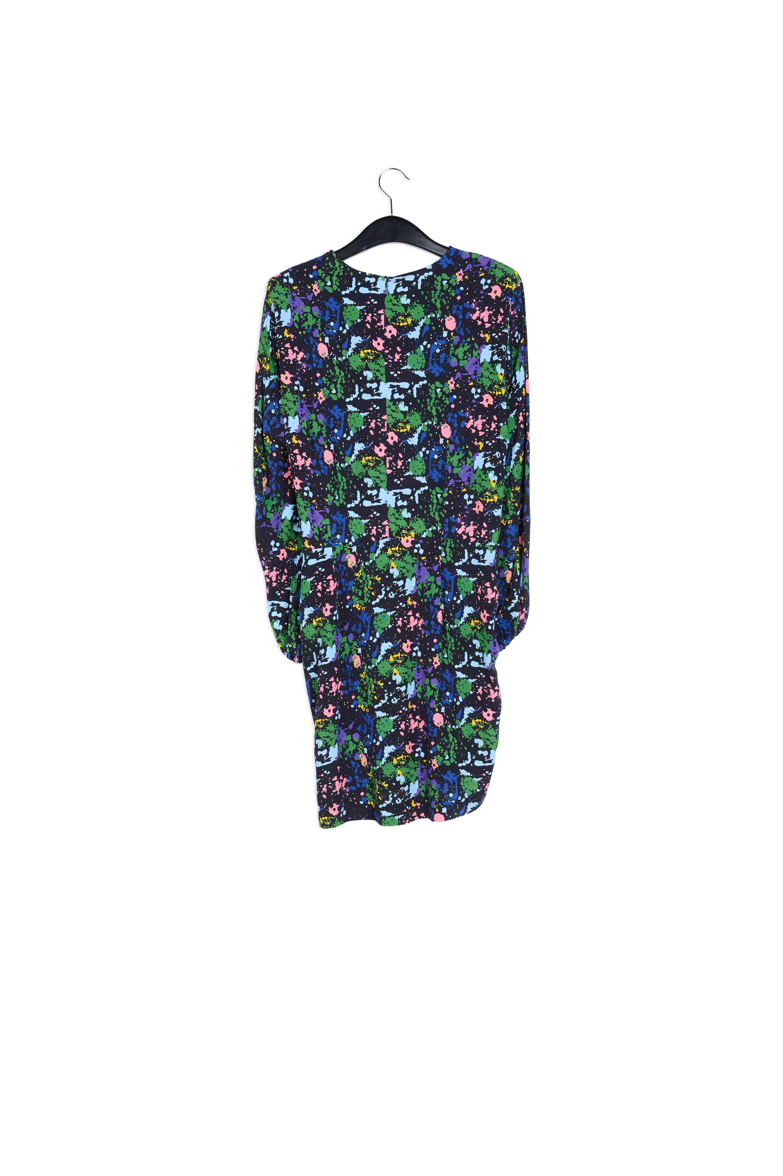 Black and blue floral print mini dress RE—SSENTIEL | Essentiel second hand