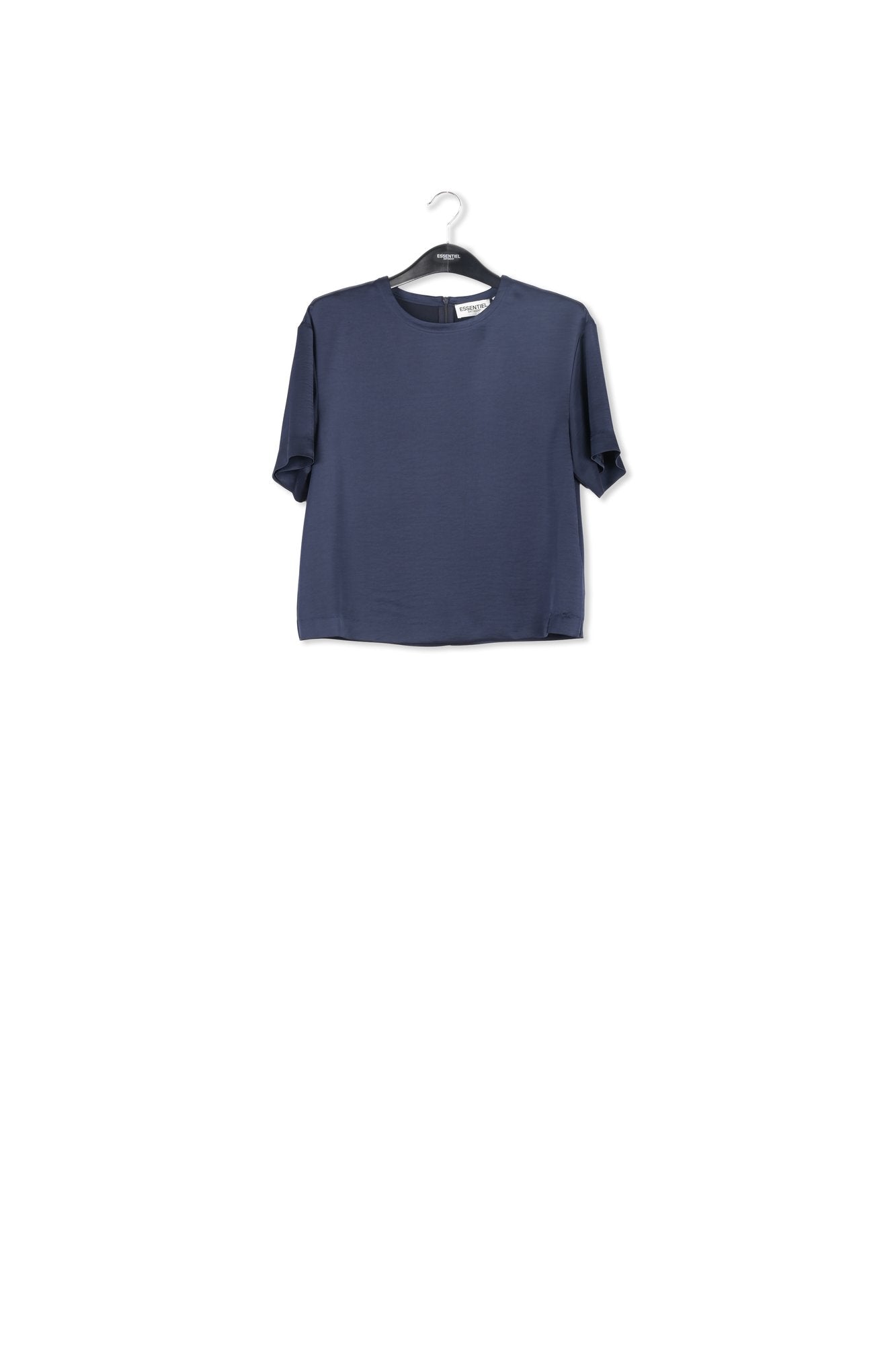 Navy blue oversized satin top RE—SSENTIEL | Essentiel second hand