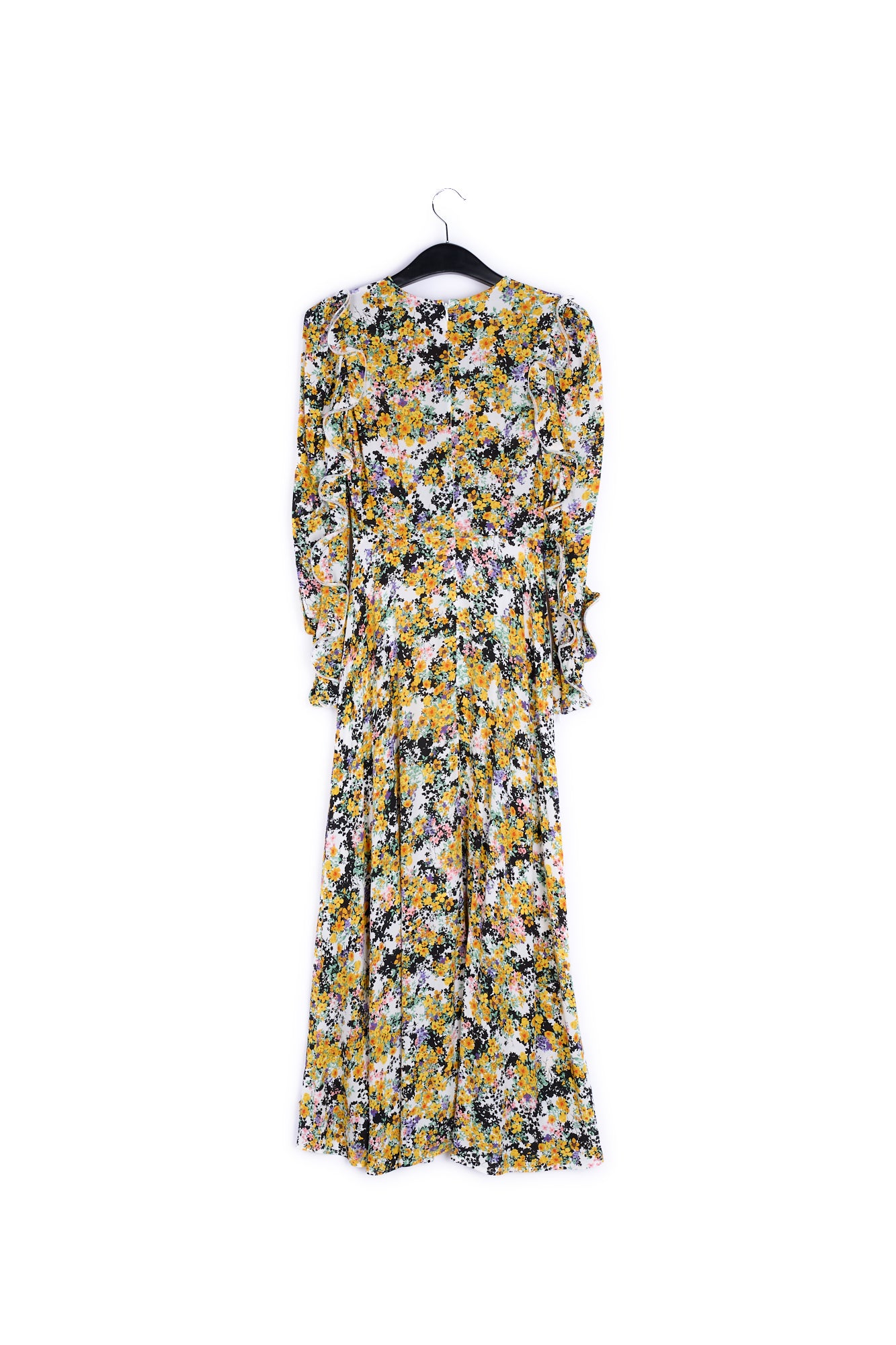 Gebroken witte maxi-jurk met bloemen en ruches RE—SSENTIEL | Essentiel second hand