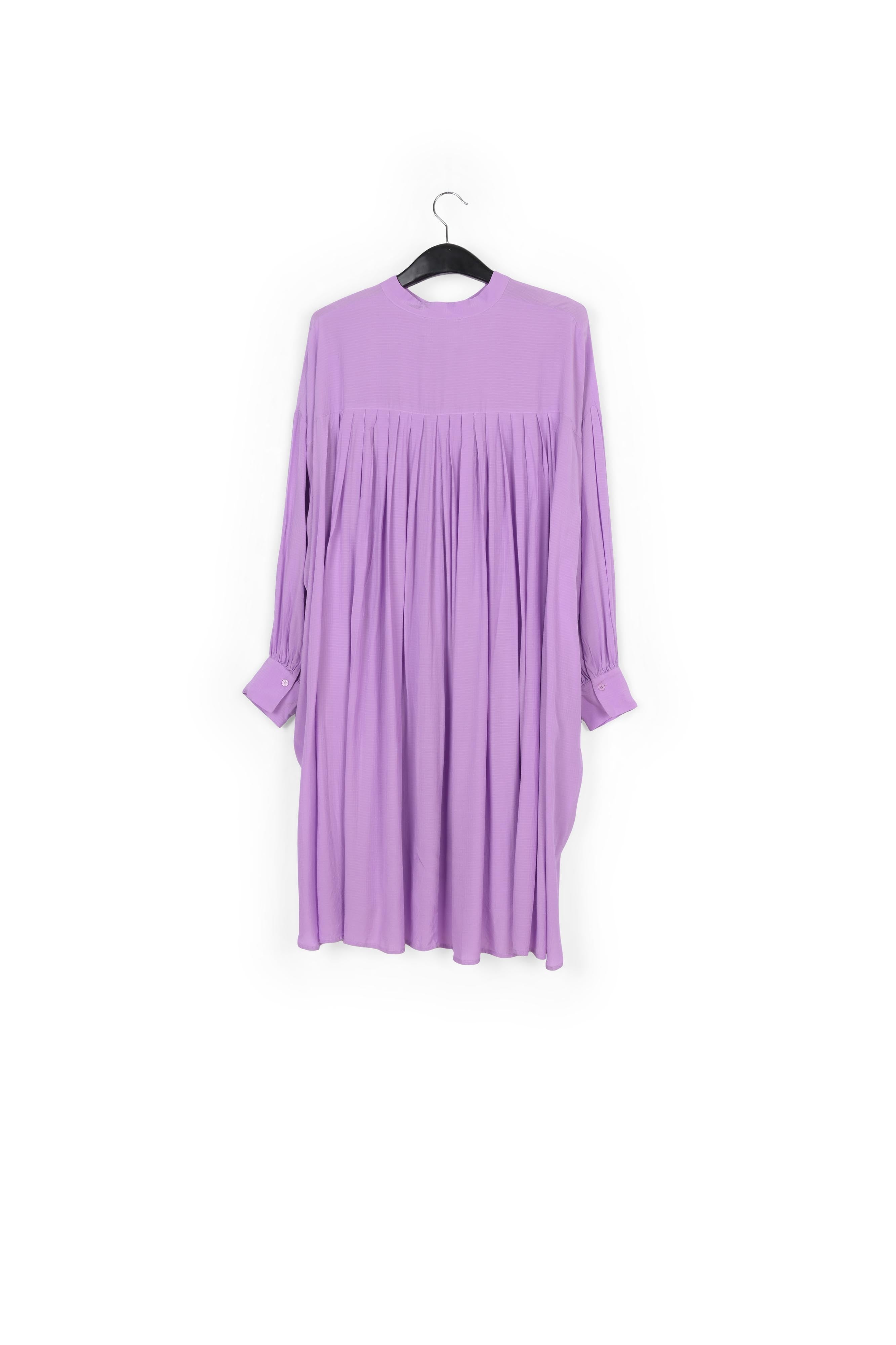 Lilac relaxed-fit shirt dress with plissé backside RE—SSENTIEL | Essentiel second hand