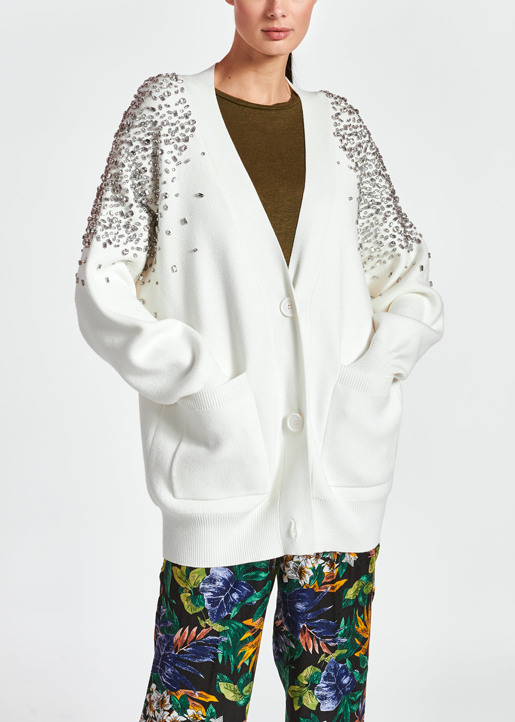 Khaki green linen relaxed-fit T-shirt RE—SSENTIEL | Essentiel second hand