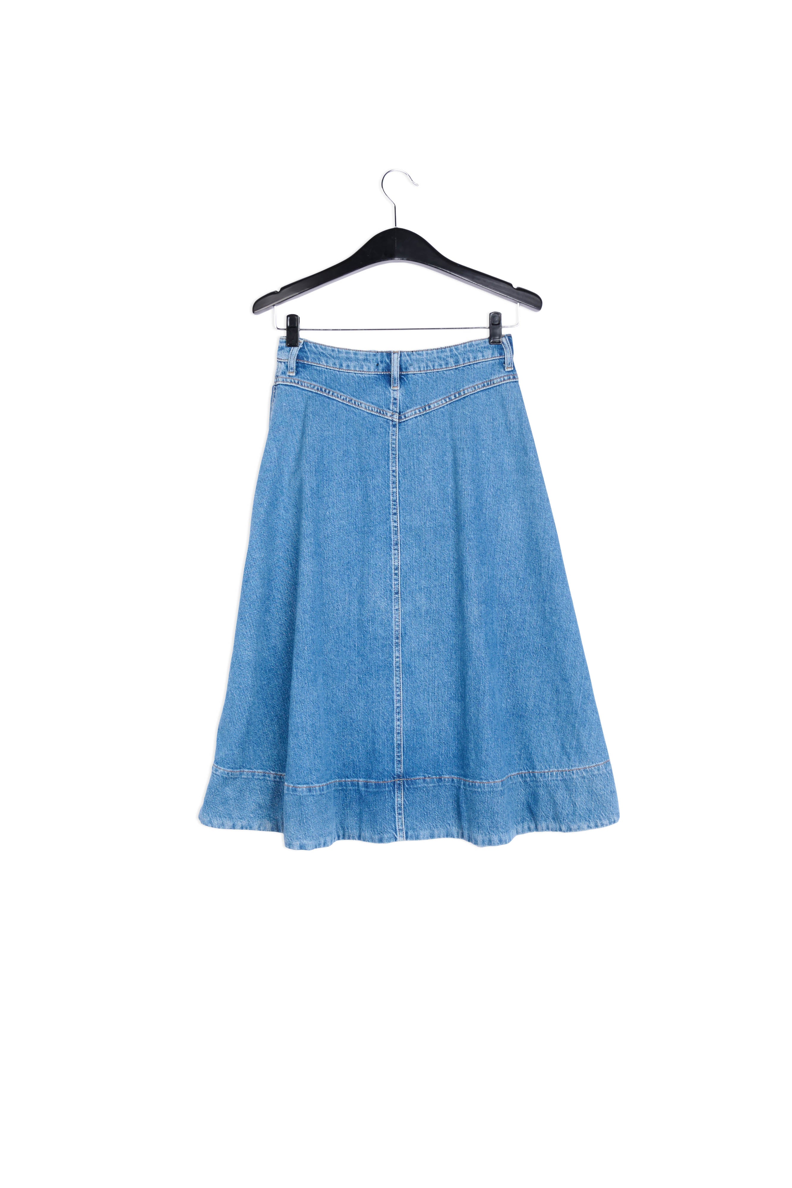 Dark blue denim pleated midi skirt RE—SSENTIEL | Essentiel second hand
