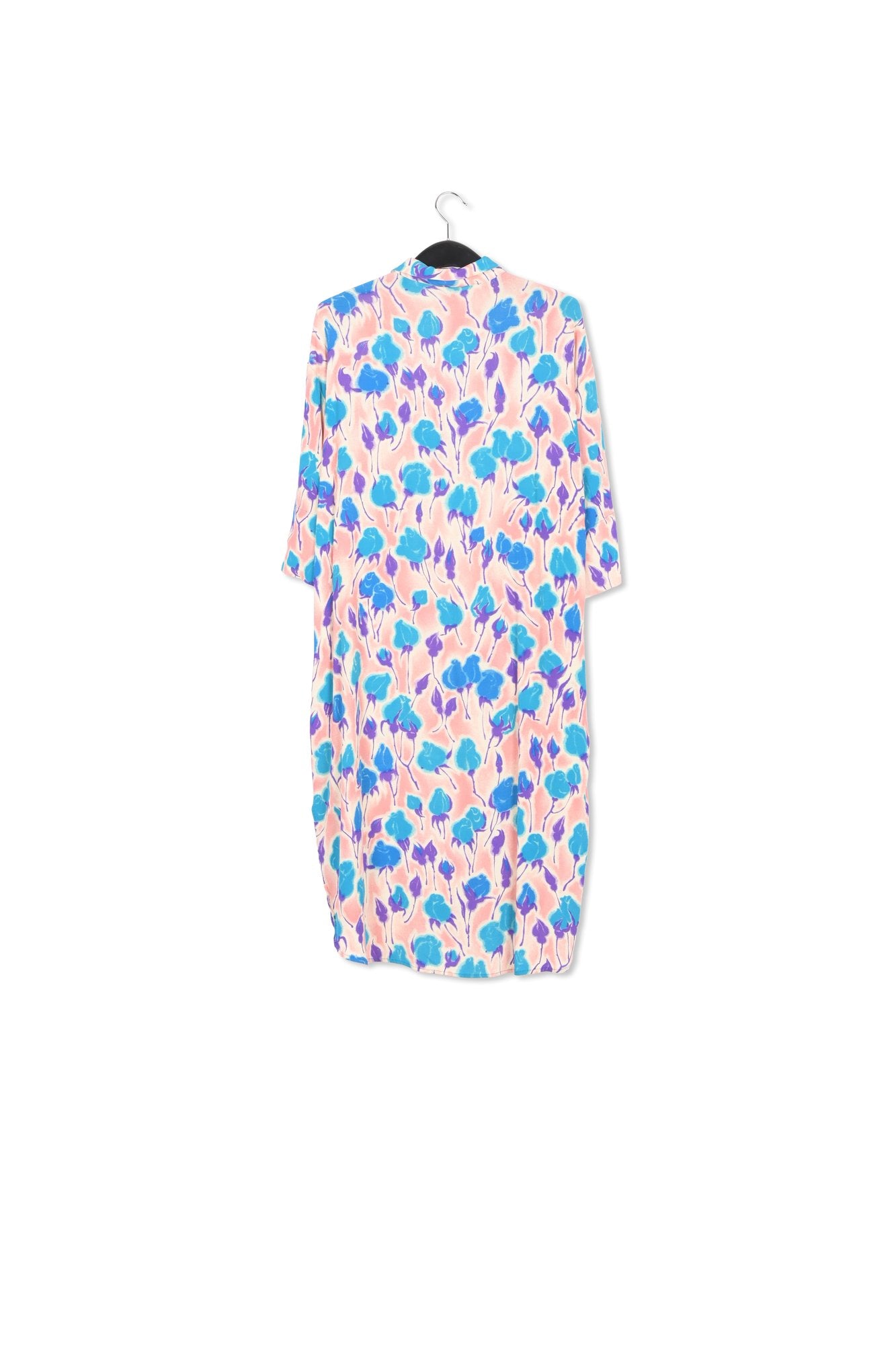 Light pink, blue and purple floral print midi-length dress RE—SSENTIEL | Essentiel second hand