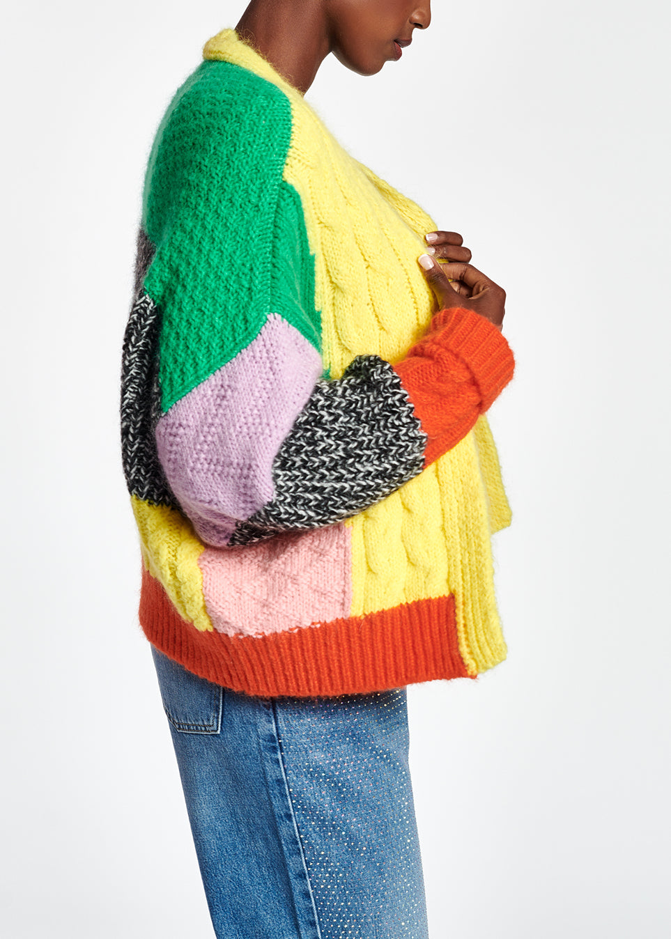 Colorful patchwork knit cardigan RE—SSENTIEL | Essentiel second hand