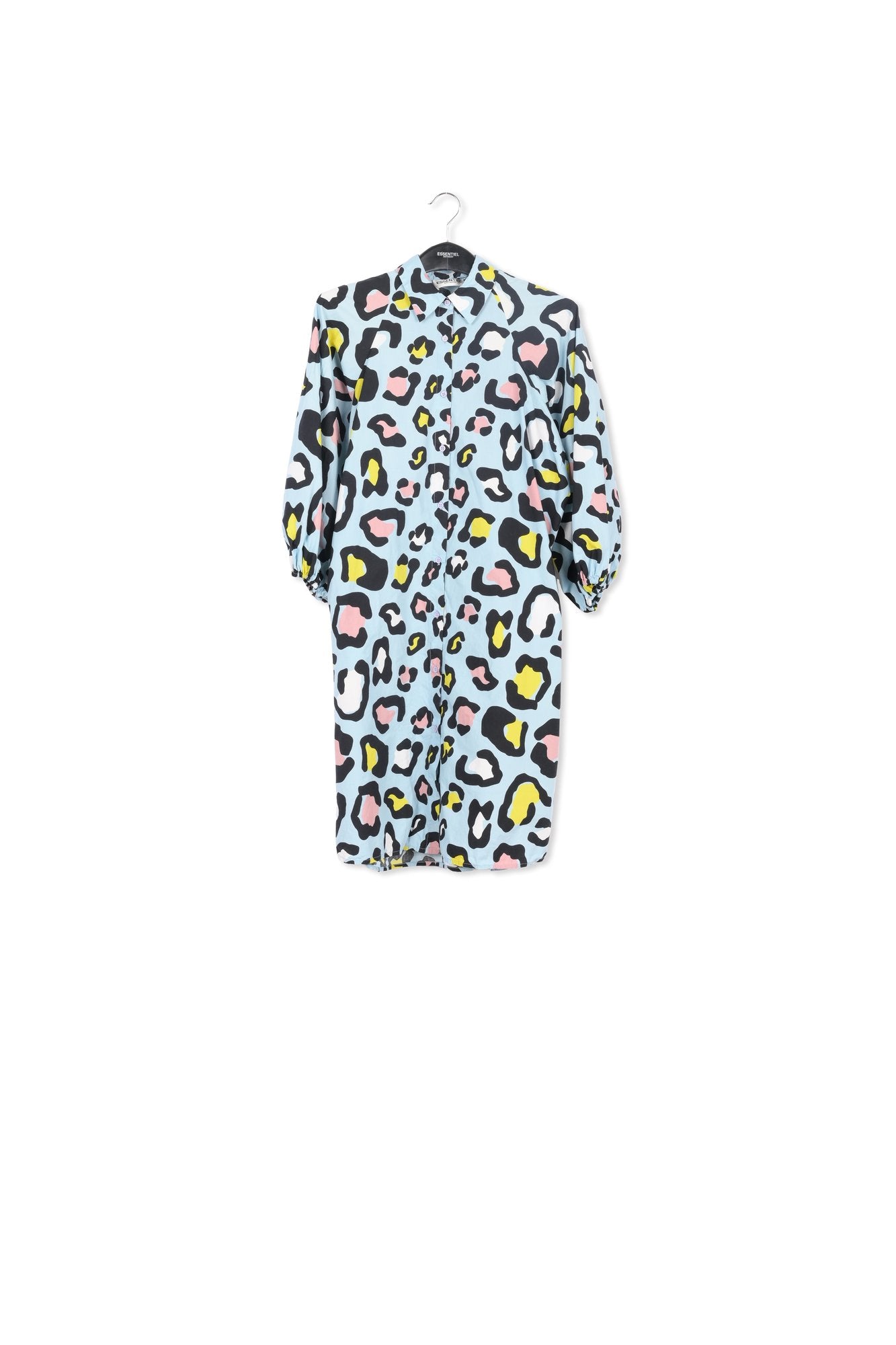 Light blue leopard-print shirt dress RE—SSENTIEL | Essentiel second hand
