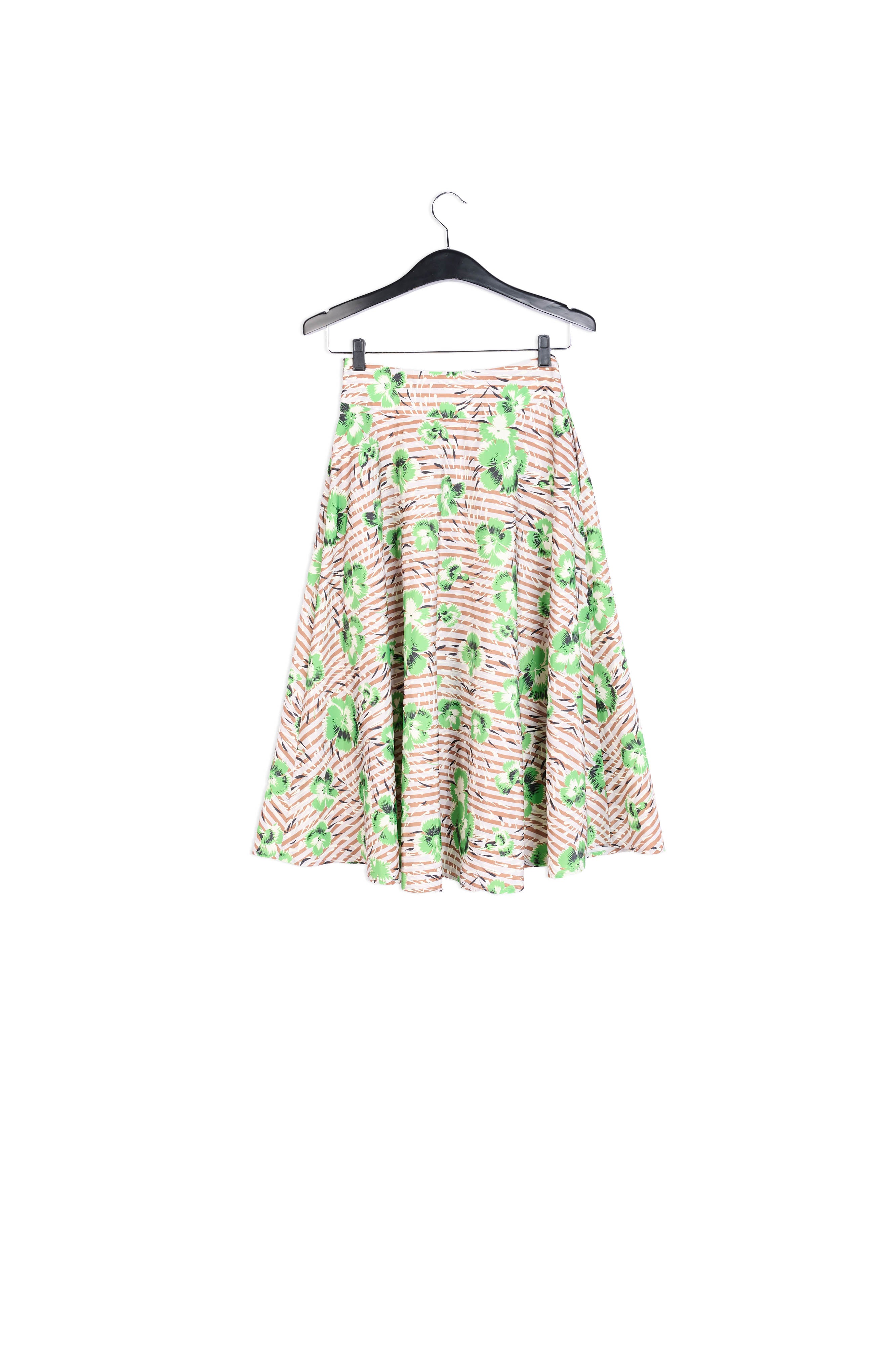 Jupe trapèze à rayures et fleurs rouges RE—SSENTIEL | Essentiel second hand