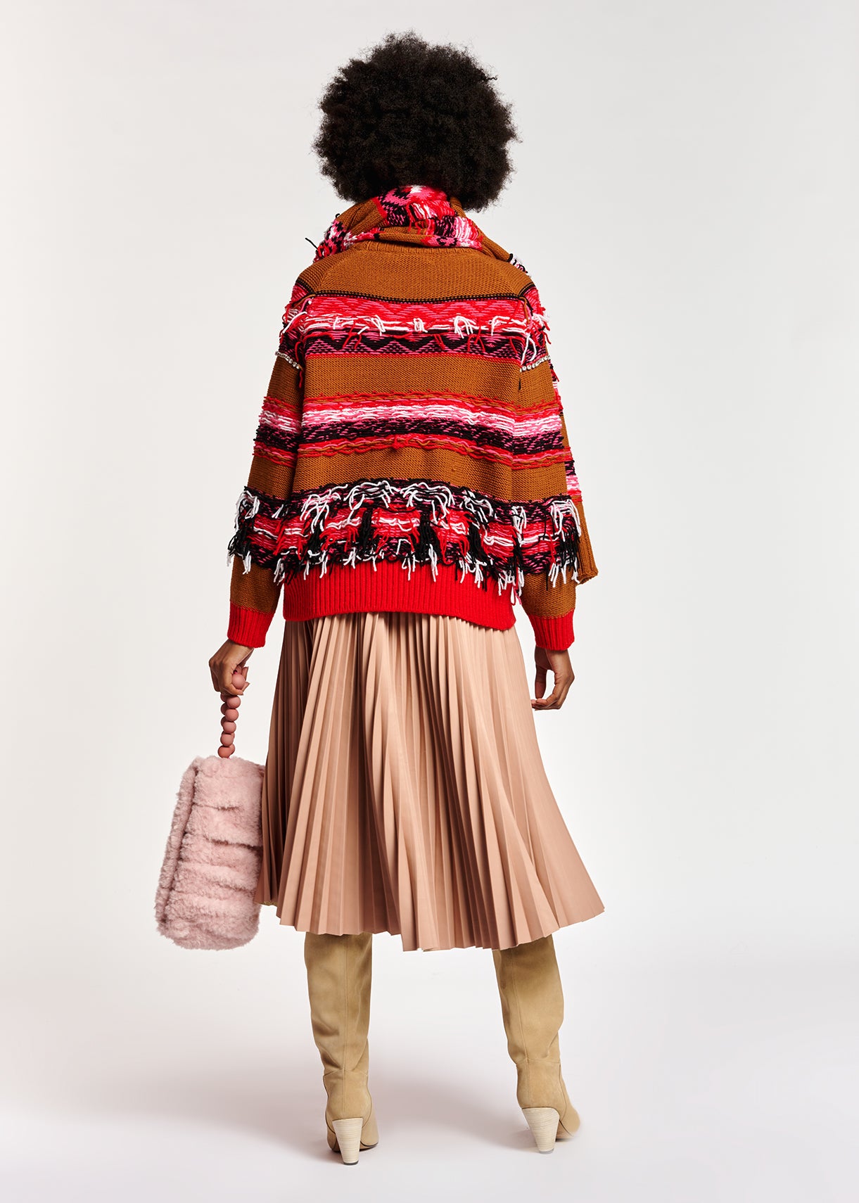 Jupe plissée en faux cuir rose RE—SSENTIEL | Essentiel second hand