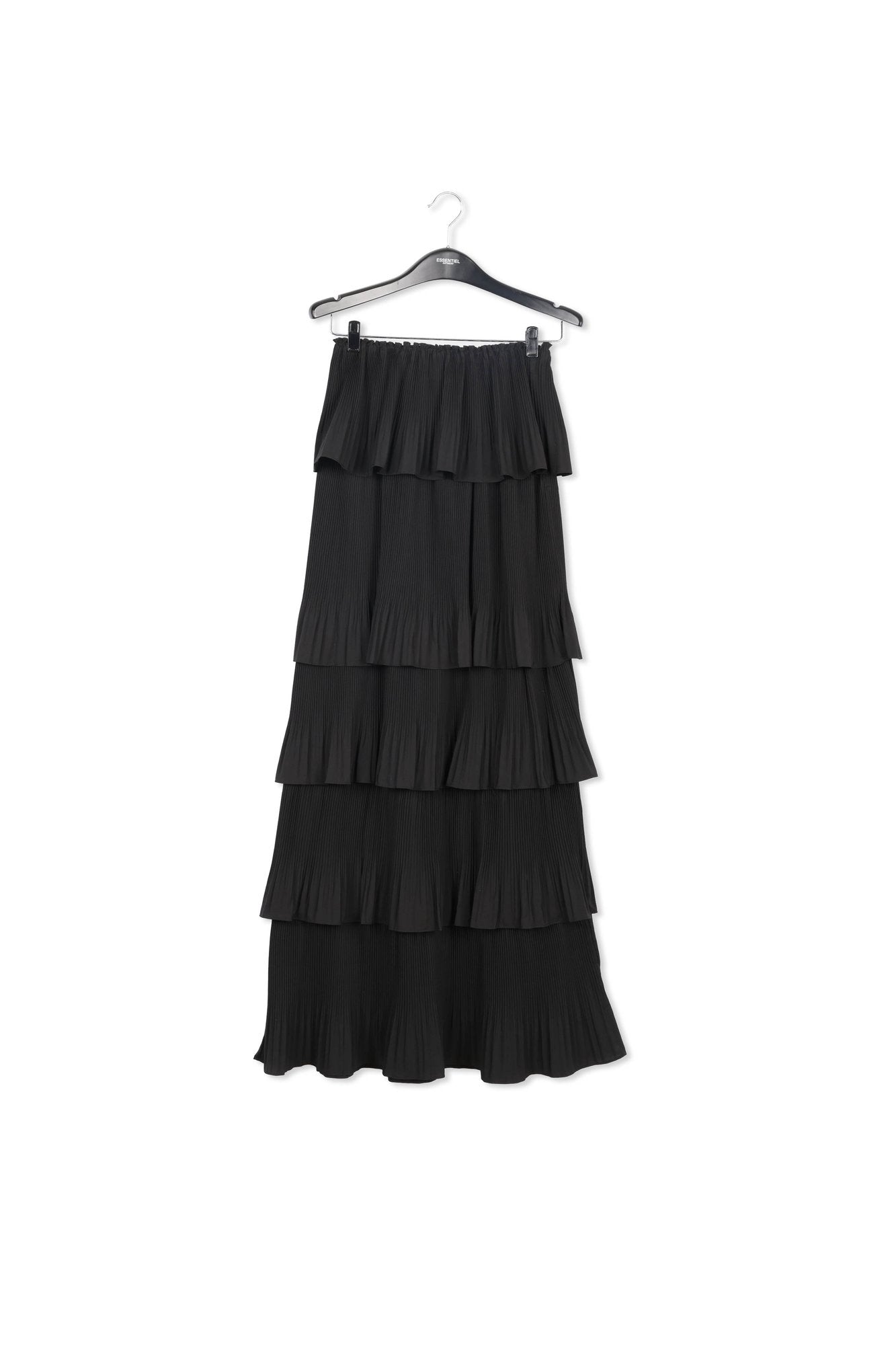 Robe bustier noire à volants plissés RE—SSENTIEL | Essentiel second hand