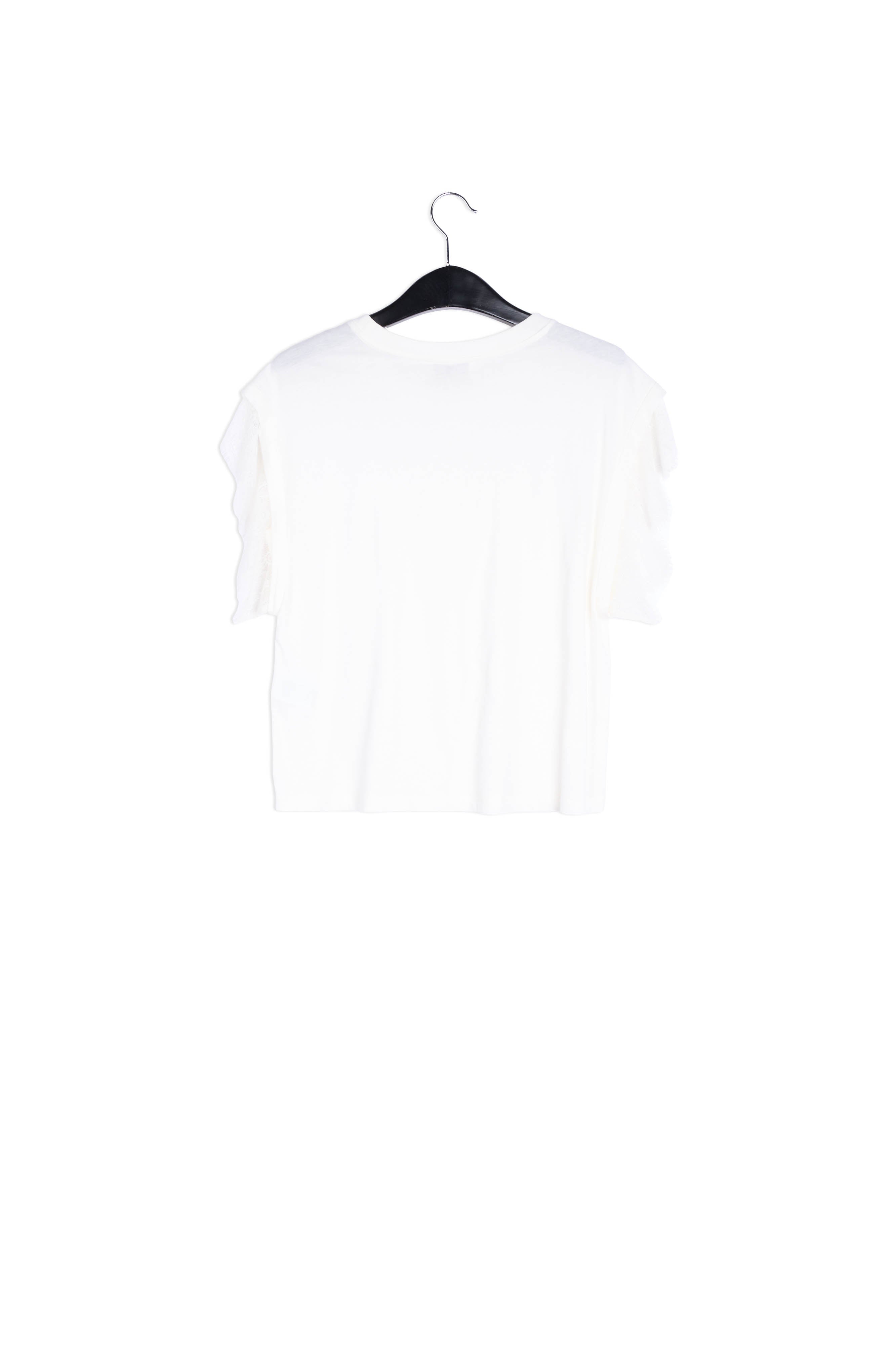 Off-white organic cotton T-shirt with lace RE—SSENTIEL | Essentiel second hand