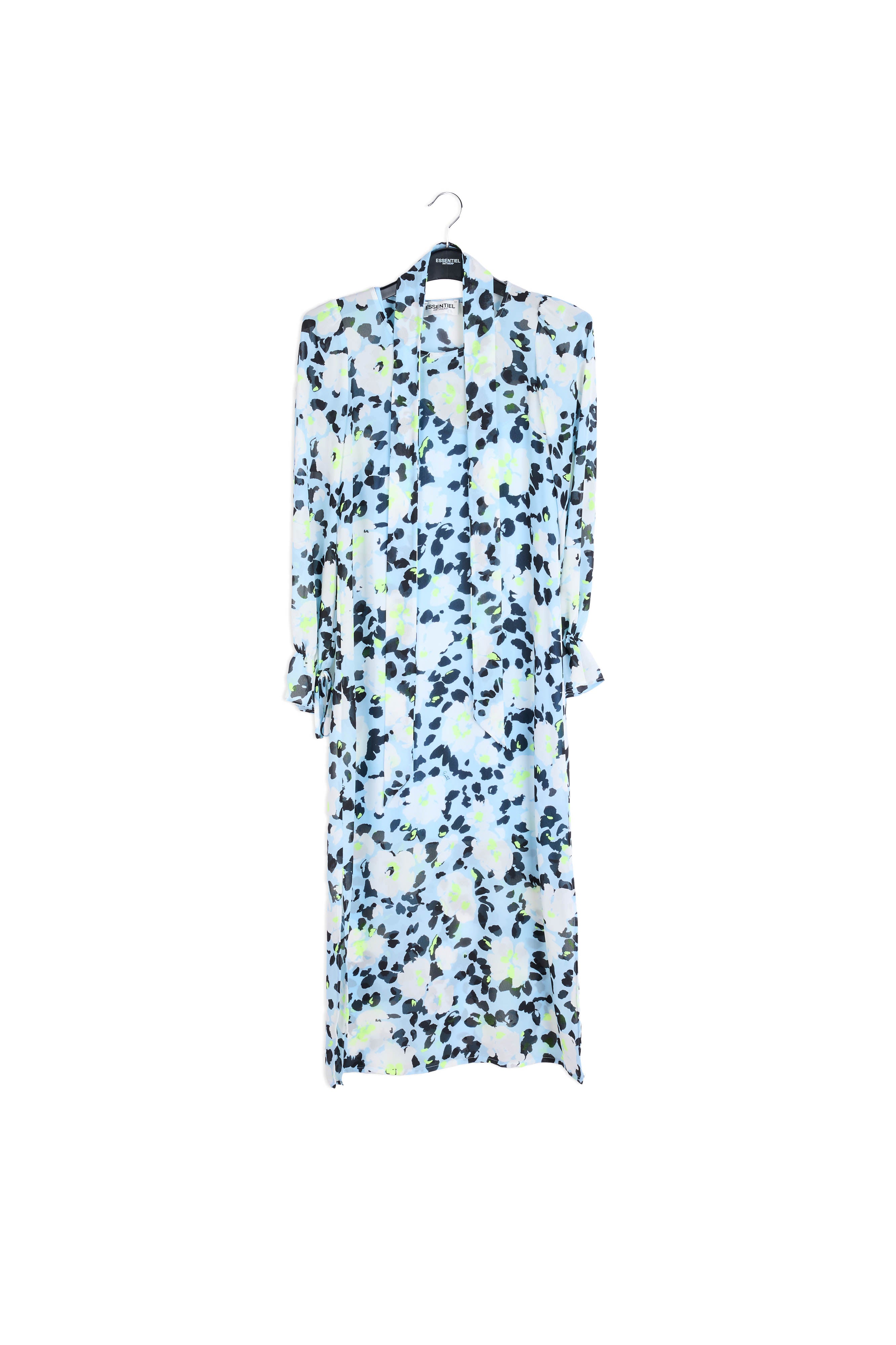Light blue floral-print belted midi dress RE—SSENTIEL | Essentiel second hand