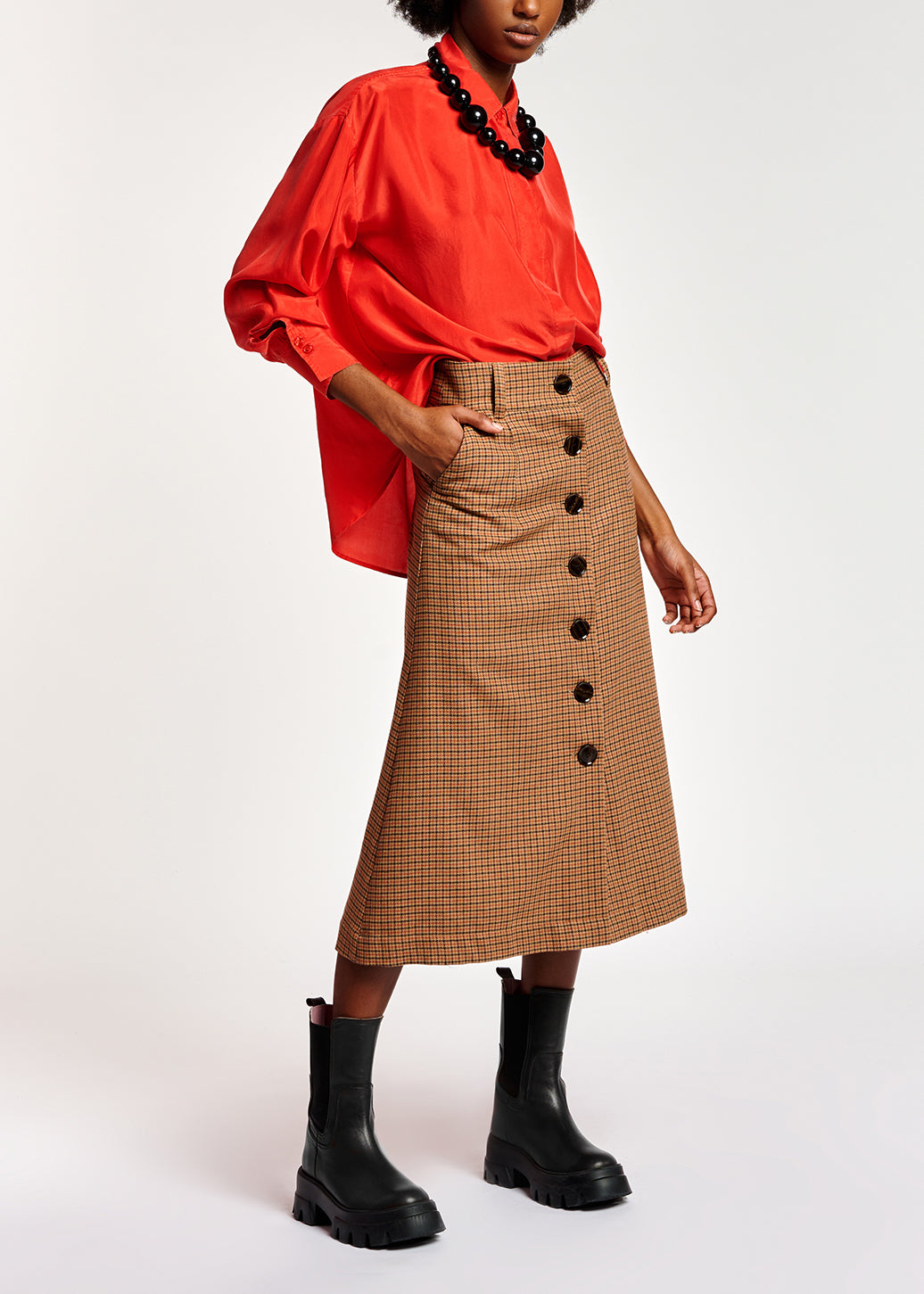 Chemise ample en soie rouge RE—SSENTIEL | Essentiel second hand