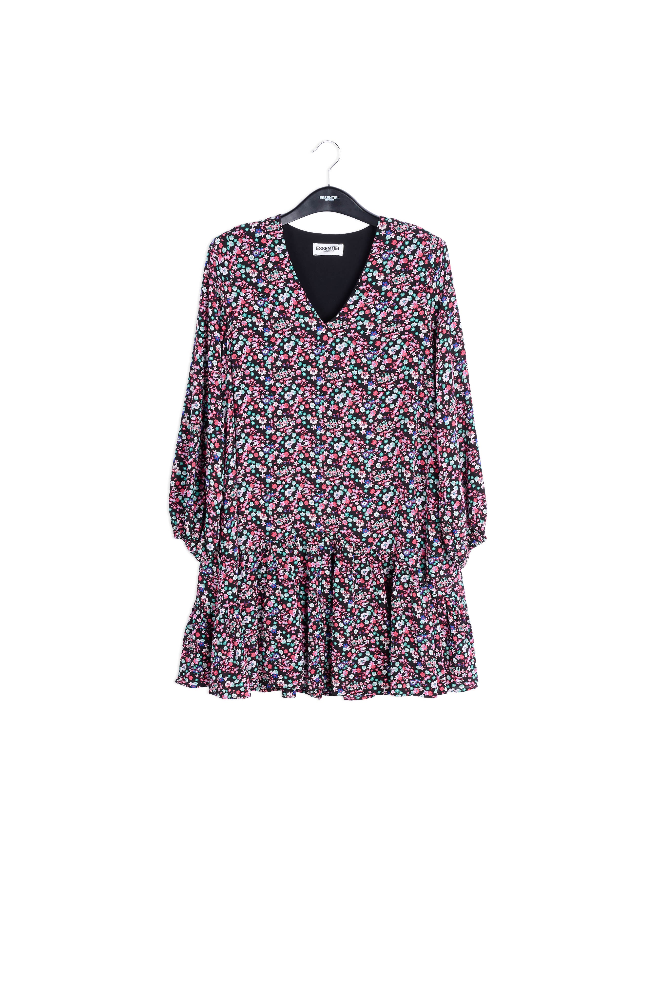 Mini robe noire à imprimé floral RE—SSENTIEL | Essentiel second hand