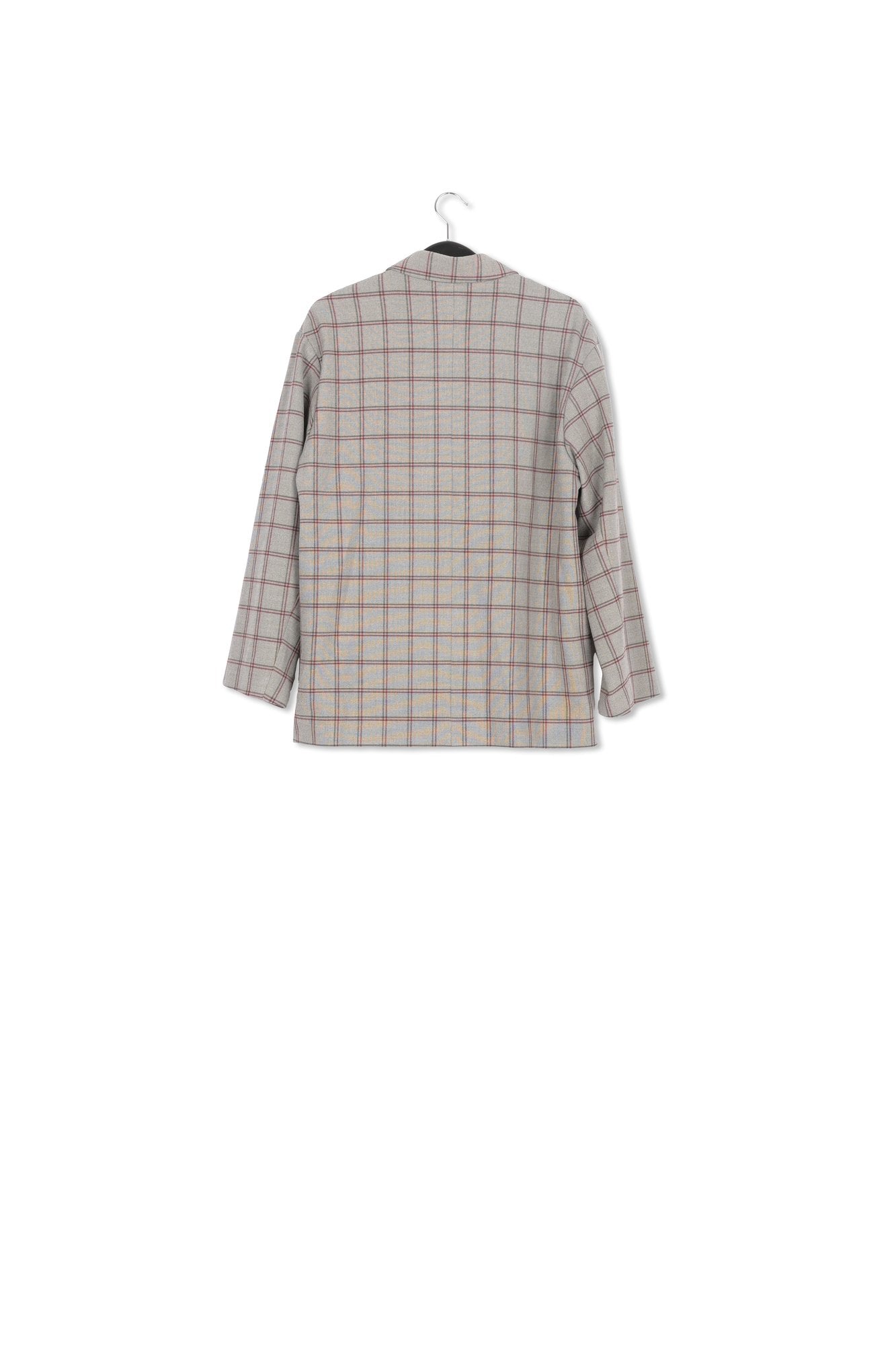 Grey windowpane check double-breasted blazer RE—SSENTIEL | Essentiel second hand